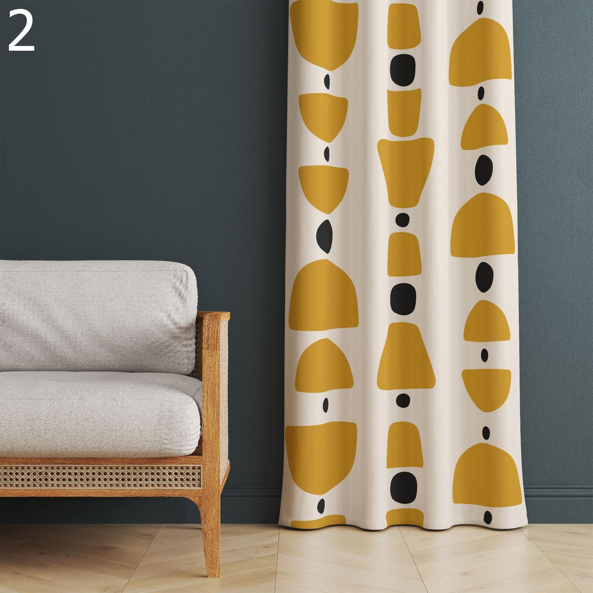Retro 70s Curtains, Mcm Curtain Panels, Retro Modern Art Deco Style Curtain, Retro Groovy Curtains, Mid Century Modern Curtain Panels