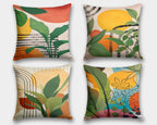 Tropical Leaves Pillow Cover, Boho Abstract Pillow Case, Excotic Leaf Pillowcase, Summer Trend Cushion Cover, Decorative Pillow Covers
