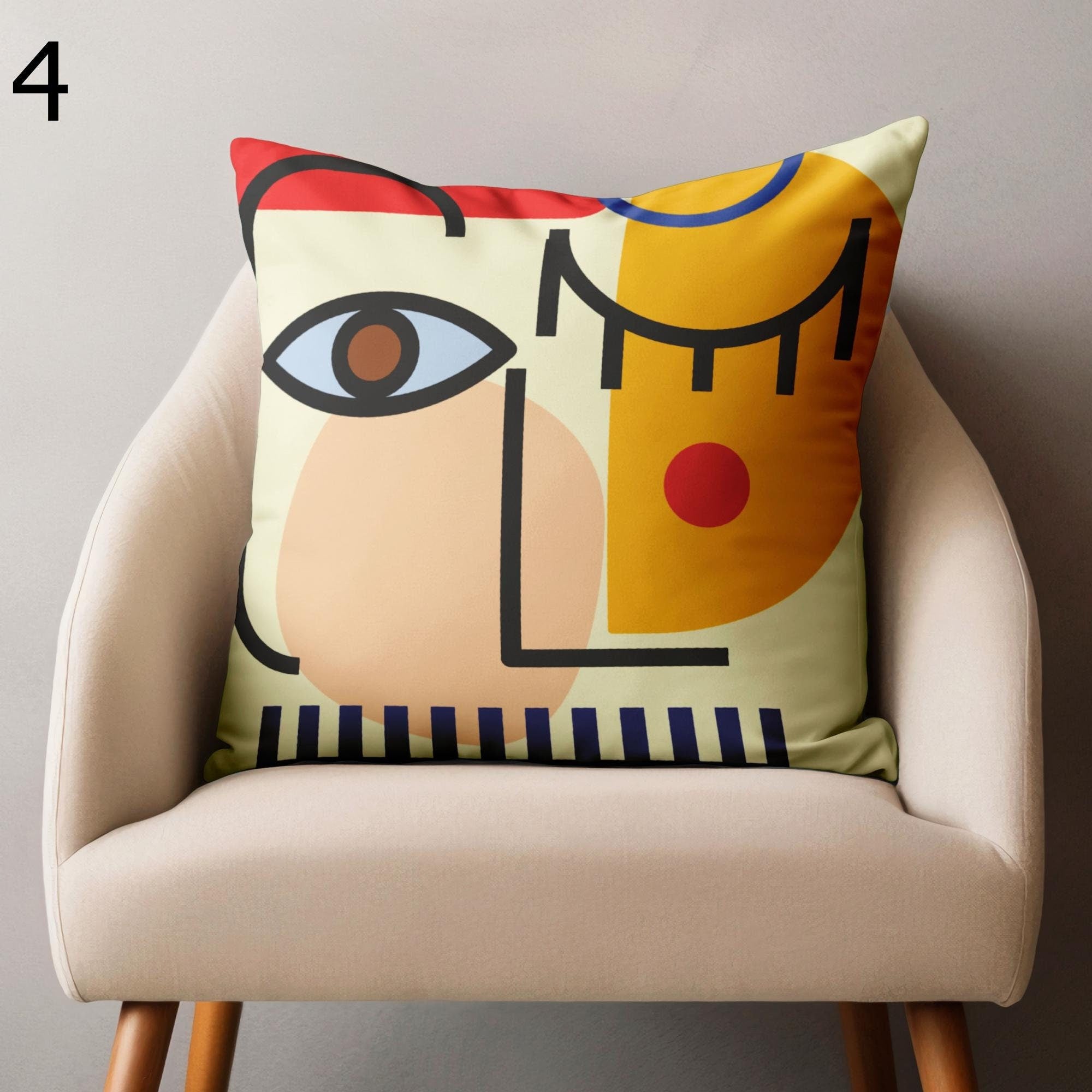 Modern Abstract Pillowcase, Face Line Art Abstract Cushion Cover, Boho Abstract Face Line Print Pillowcase, Abstract Throw Pillow Cover