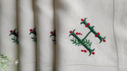 Christmas Monogrammed Napkins, Personalized Xmas Linen Napkins, Holly Monogrammed Linen Napkins, Christmas Custom Misletoe Linen Napkins