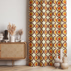Retro Curtains, Mid Century Modern Window Curtains, 70s Retro Orange Curtain, MCM Curtain, Retro Vintage Print Drapes, 60s, 80s Curtains