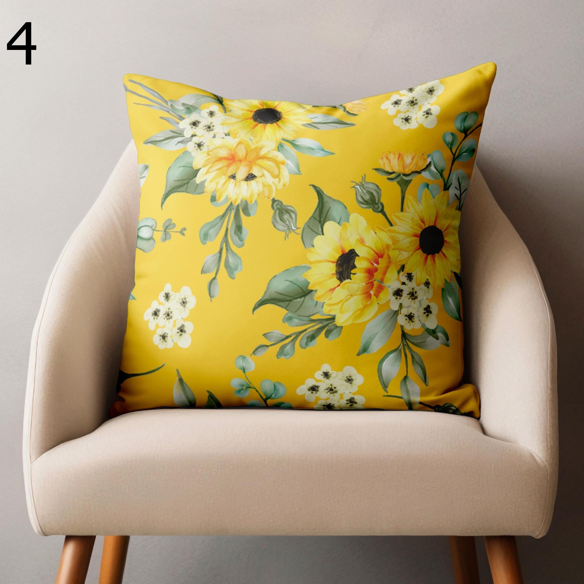 Sunflowers Throw Pillow Cover, Farmhouse Sunflowers Pillow Covers, Sunflowers Pillowcase, Yellow Floral Cushion Cover, Sunflowers Home Decor