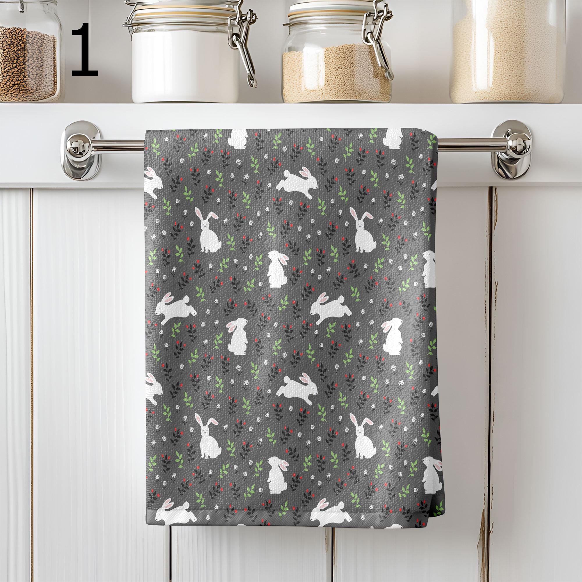 Cute Easter Decorative Tea Towel, Easter Bunny Dish Towel, Easter Fingertip Towels, Bunny Kitchen Towels, Cute Easter Bunny Tea Towels