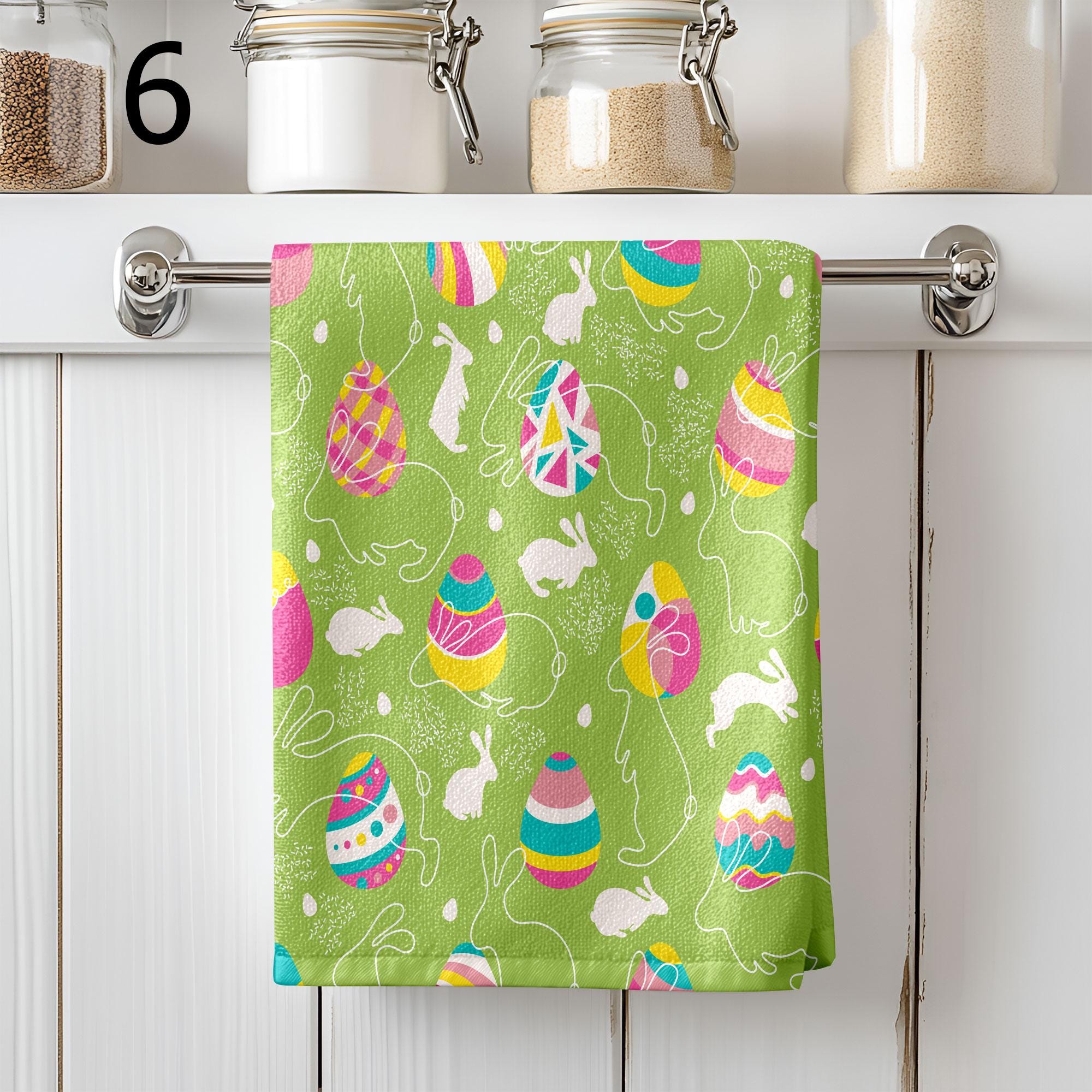 Colorful Eggs Kitchen Towels, Easter Decorative Tea Towel, Easter Egg Dish Towel, Easter Fingertip Towels, Cute Easter Hand Towels