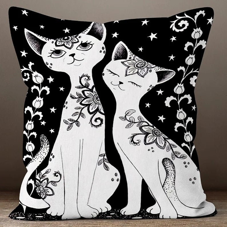 Cat Pillow Cover, Cute Cat Pillowcase, Cute Animal Home Decor, Print Pillow, Animal Pattern Pillow Covers, Pet Pillow Covers