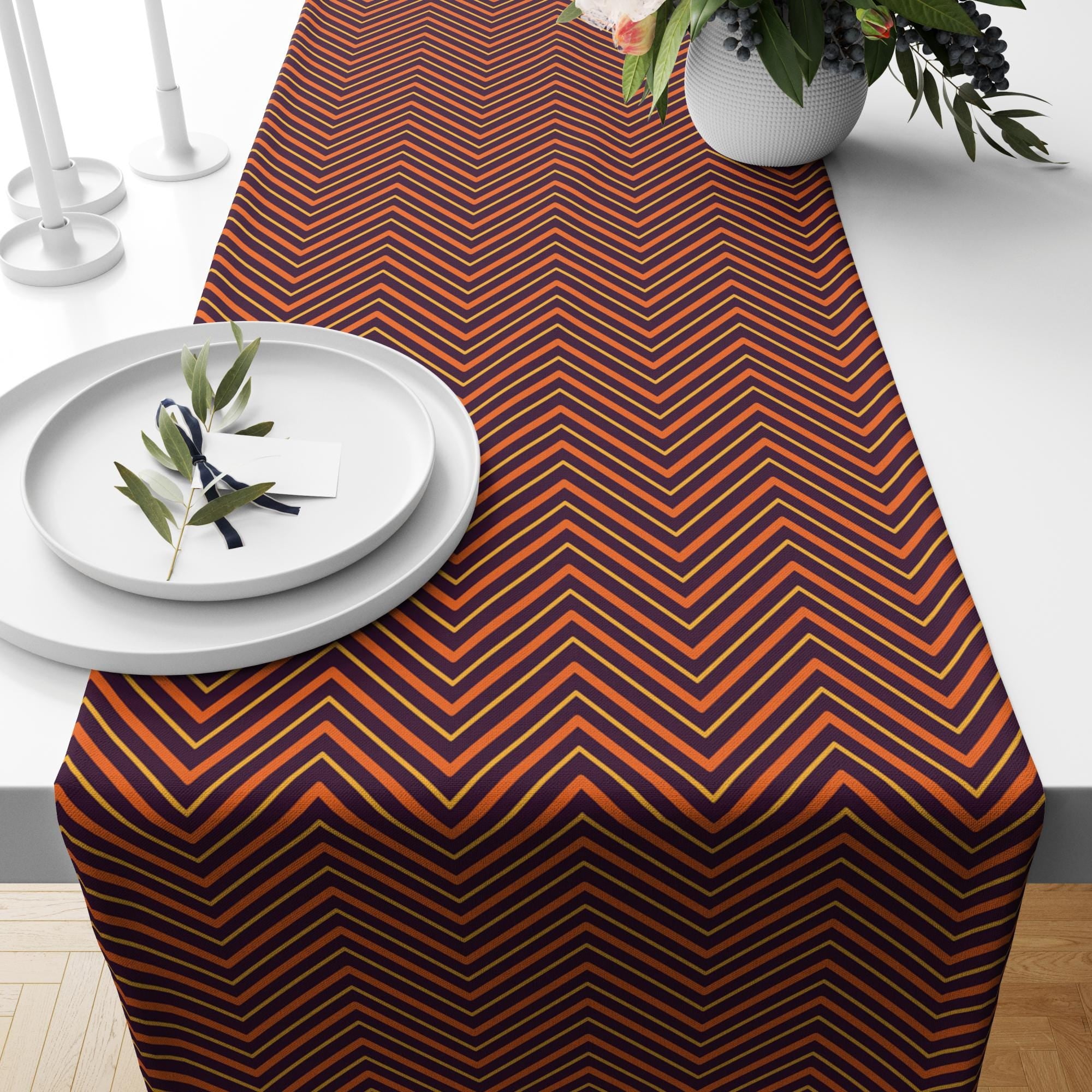 70s Retro Table Runner, Mid Century Modern Table Runner, Retro Party Table Decor, 70s Zigzag Table Runner, Retro Vintage Table Runner