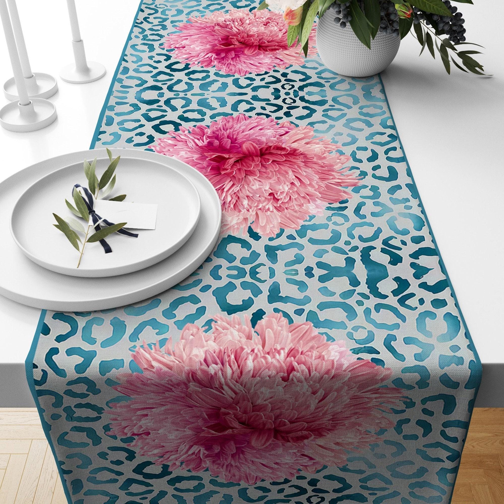 Butterfly Table Runner, Pink Floral Table Runner, Flowers Print Table Runner, Purple Table Runner, Print Table Runner, Table Runner