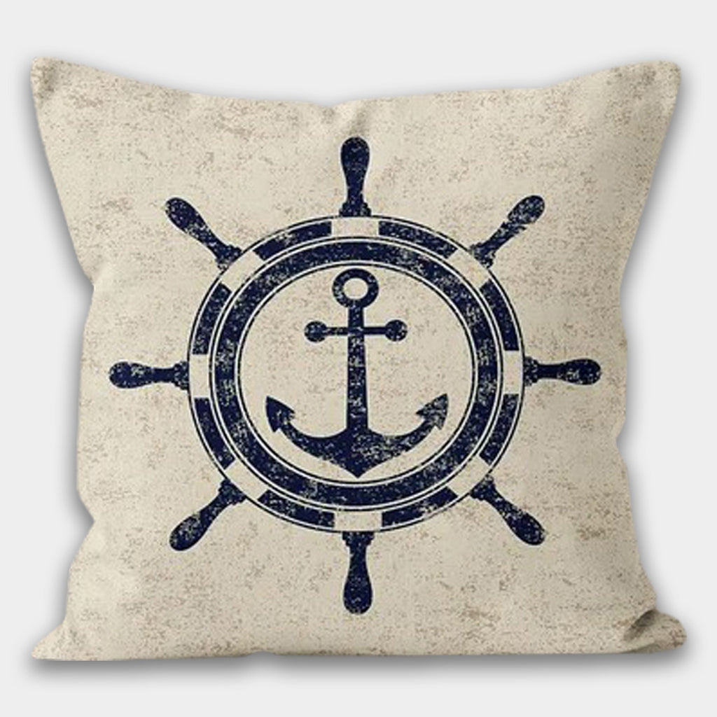 Navy Anchor Pillow Case, Anchor Pillow, Compass Nautical Pillow, Yacht Decor Cushion Cover, Nautical Cushion, Marin Pillow, Beach Pillow