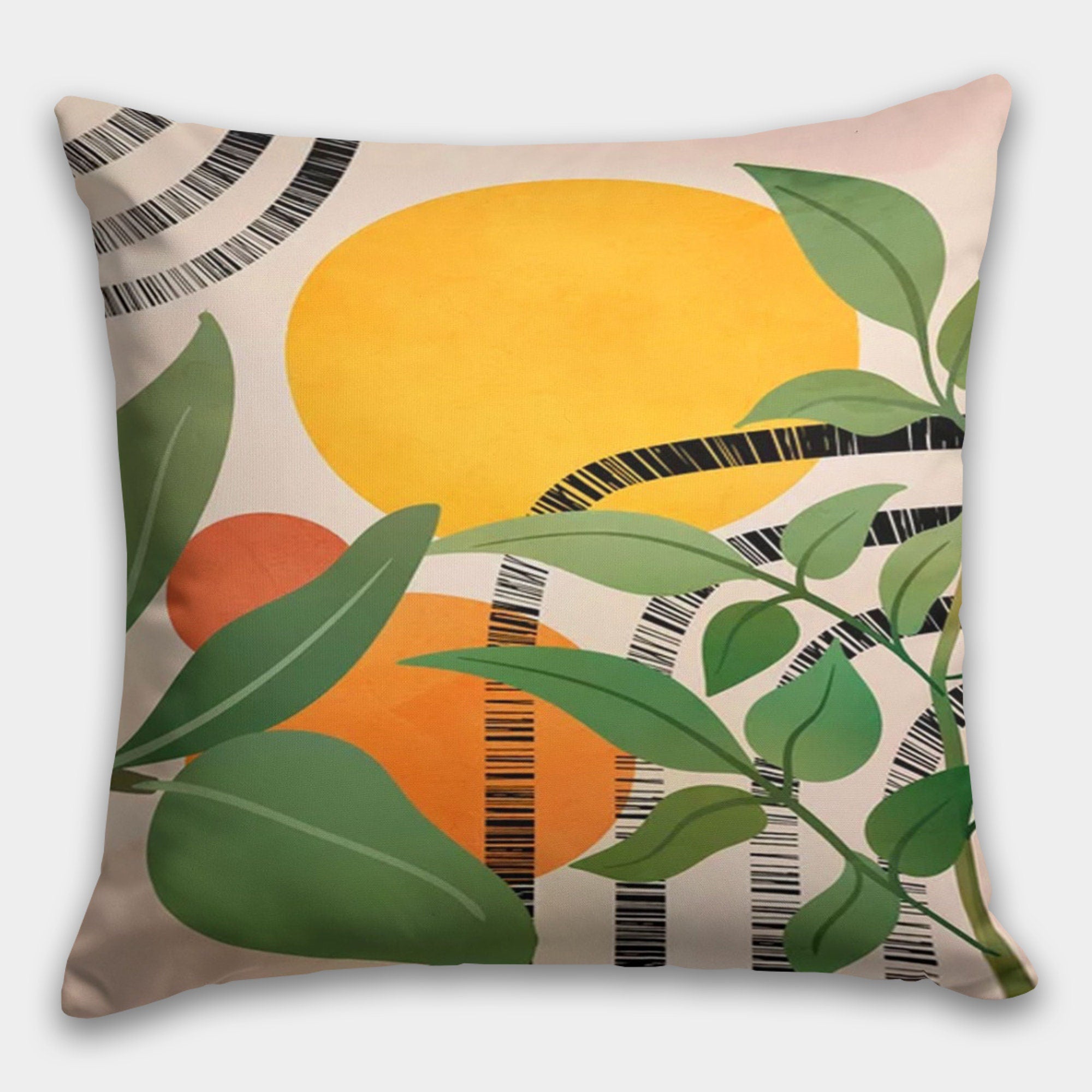 Tropical Leaves Pillow Cover, Boho Abstract Pillow Case, Excotic Leaf Pillowcase, Summer Trend Cushion Cover, Decorative Pillow Covers