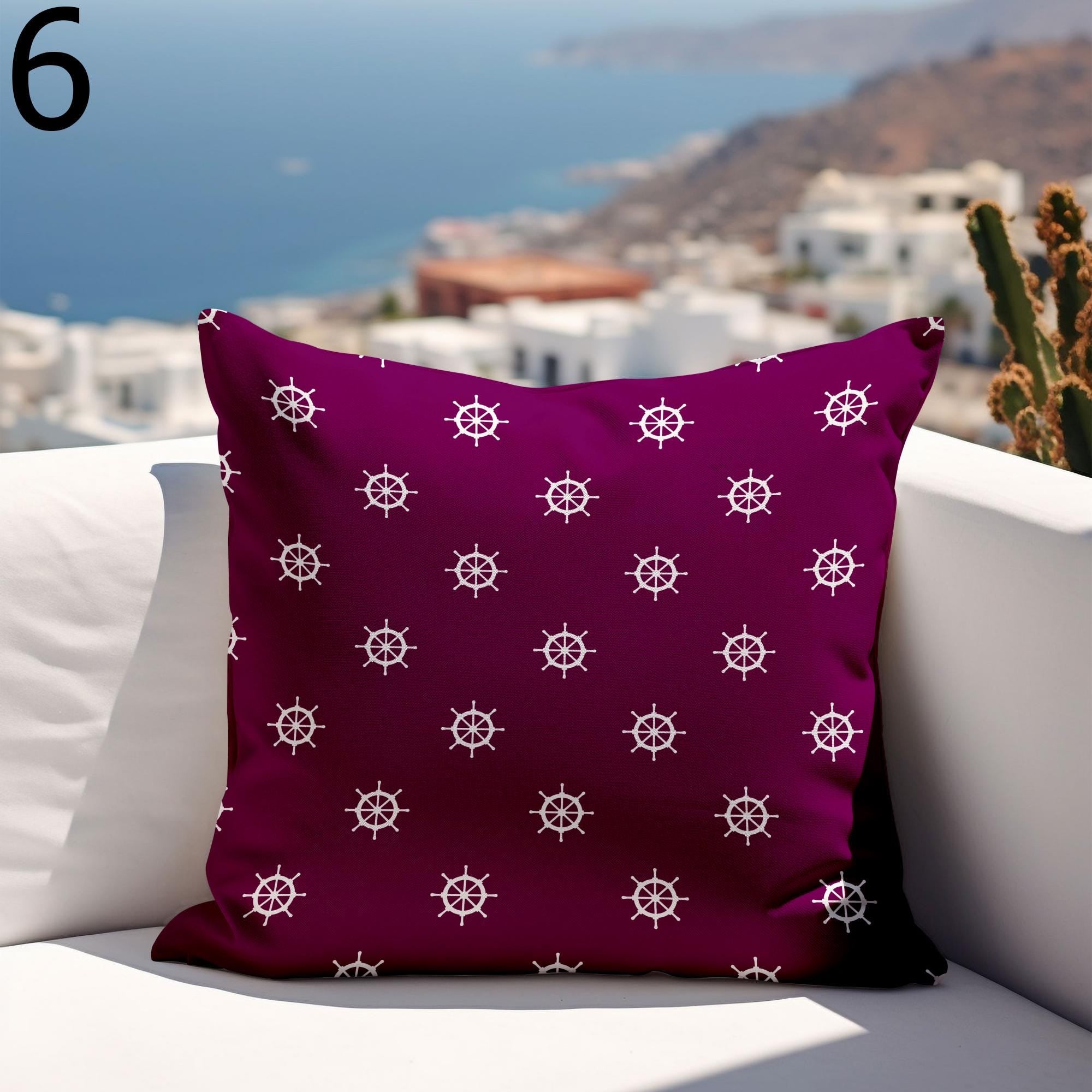 Nautical Outdoor Pillow Covers, Waterproof Ocean Cushion Cover, Outdoor Marine Waterproof Pillowcase, Coastal Water Resist Cushion Covers