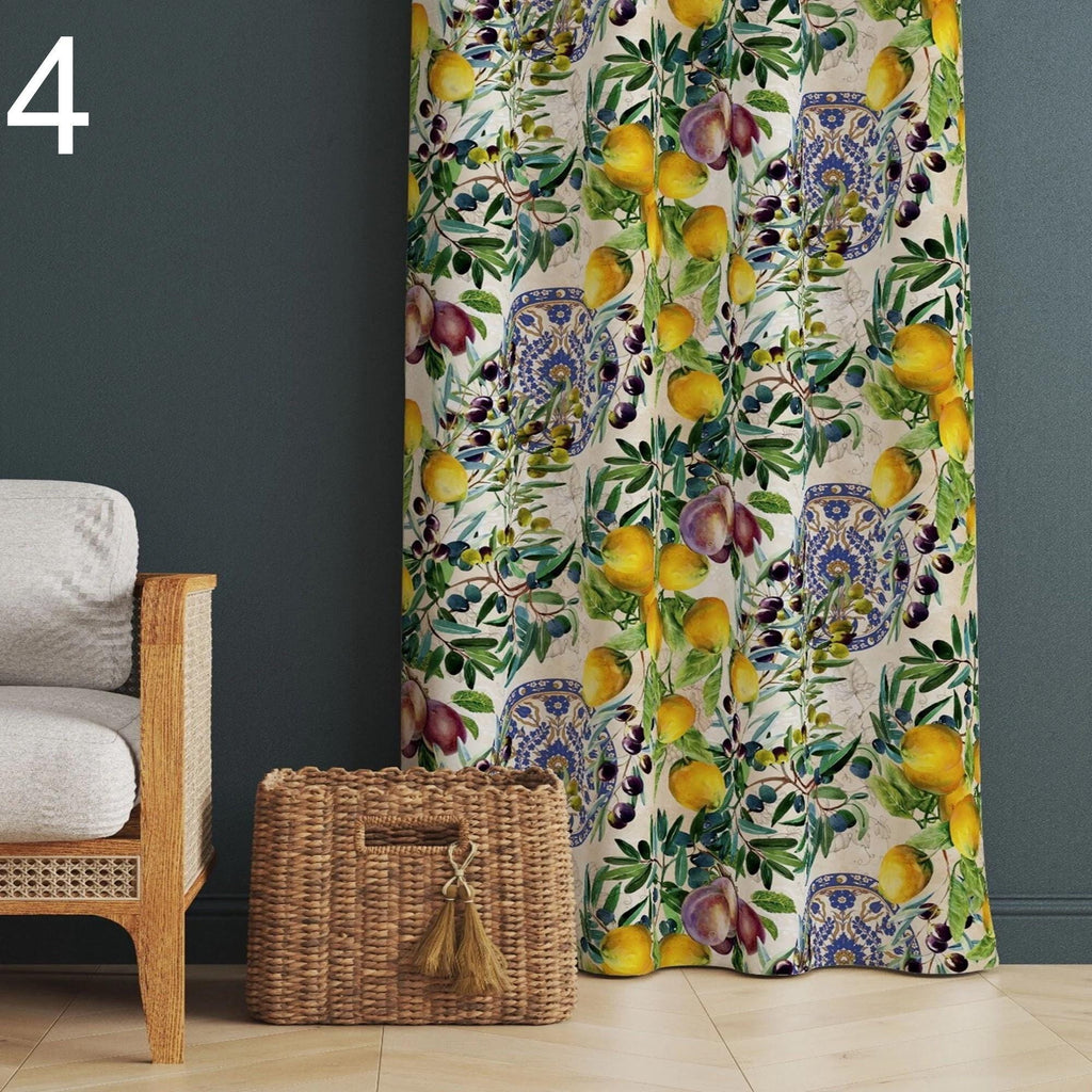 Yellow Lemon Pattern Curtains, Lemon Panel Curtain Home Decor, Lemon Printed Curtains, Lemon Home Decor, Decorative Curtains, Floral Curtain
