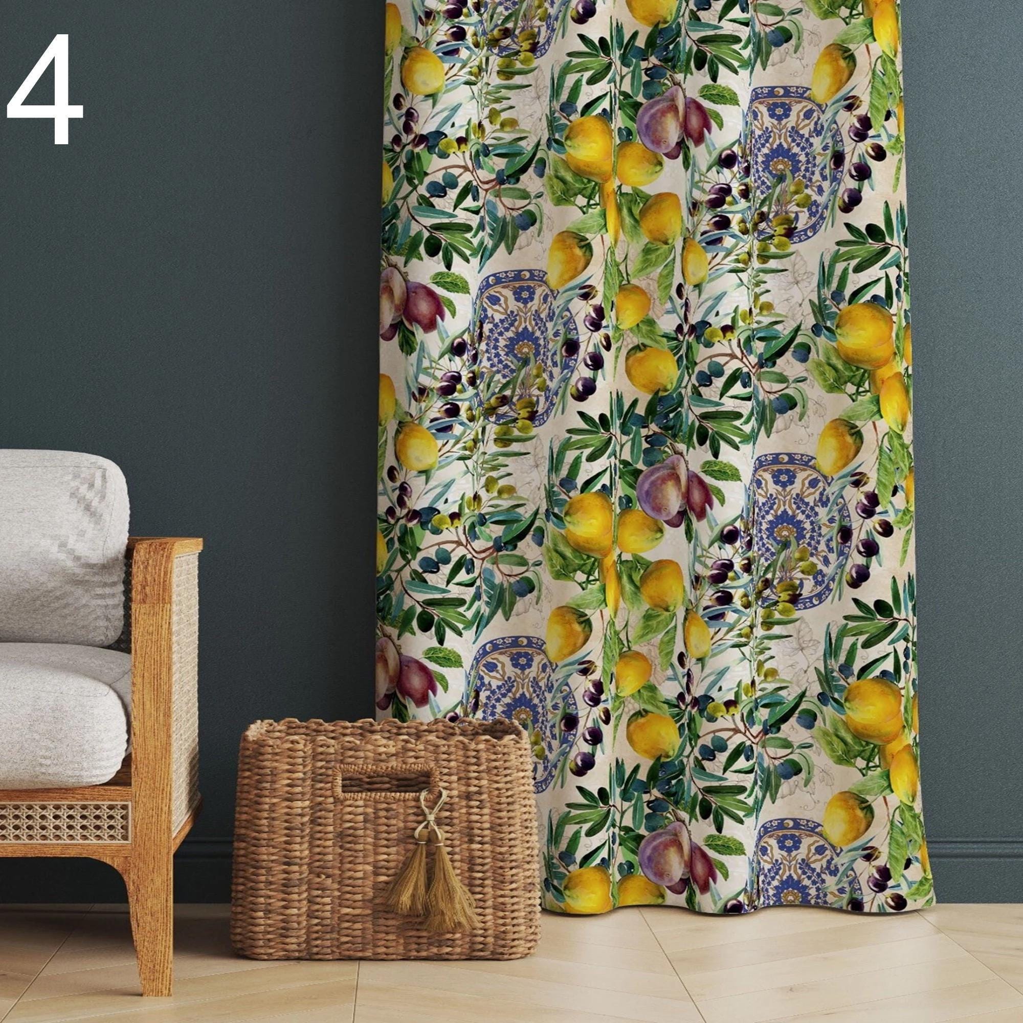Yellow Lemon Pattern Curtains, Lemon Panel Curtain Home Decor, Lemon Printed Curtains, Lemon Home Decor, Decorative Curtains, Floral Curtain
