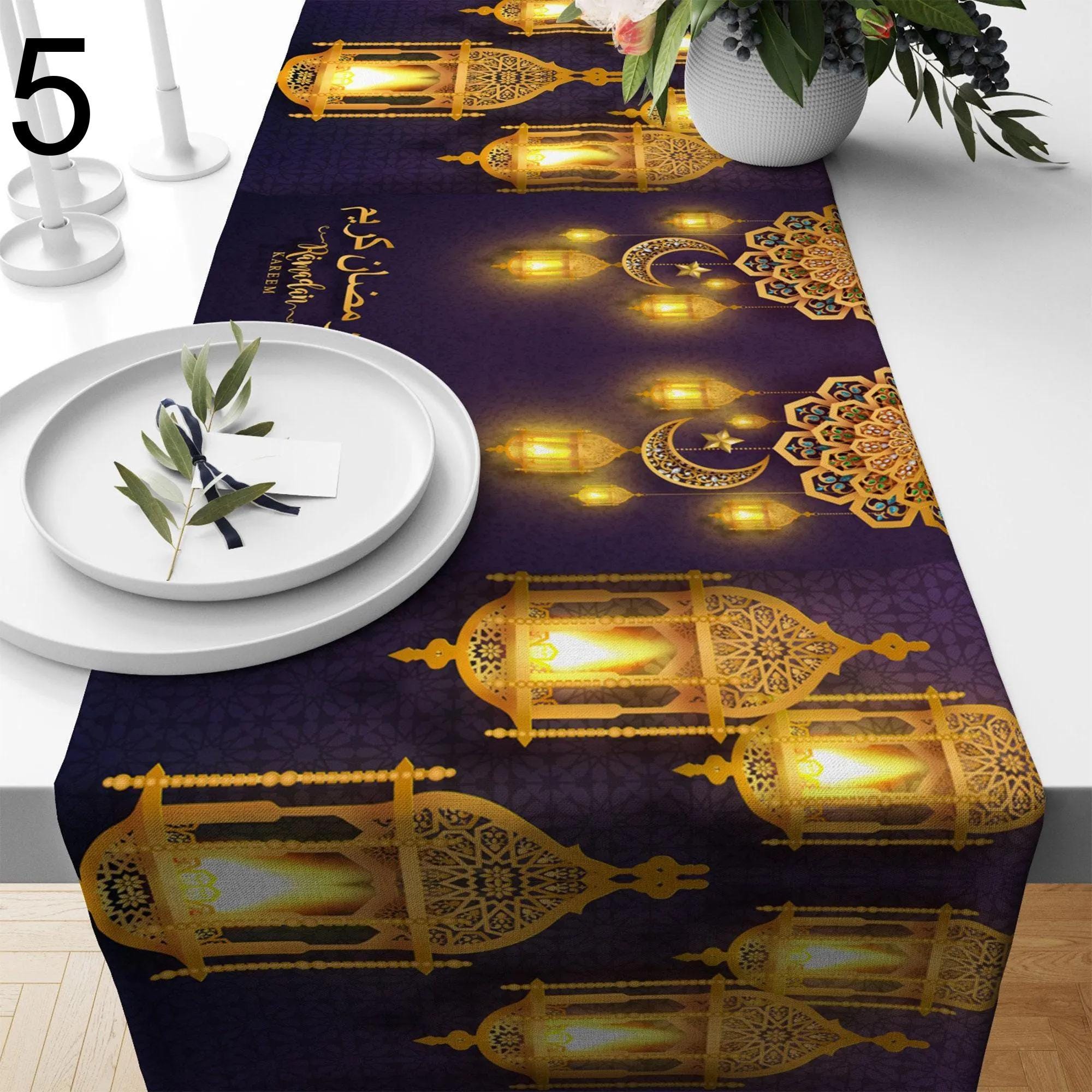 Eid Ramadan Table Runner, Ramadan Table Runner, Islamic Table Runner, Blessed Ramadan Table Decor, Gift for Muslim, Muslim Table Decor