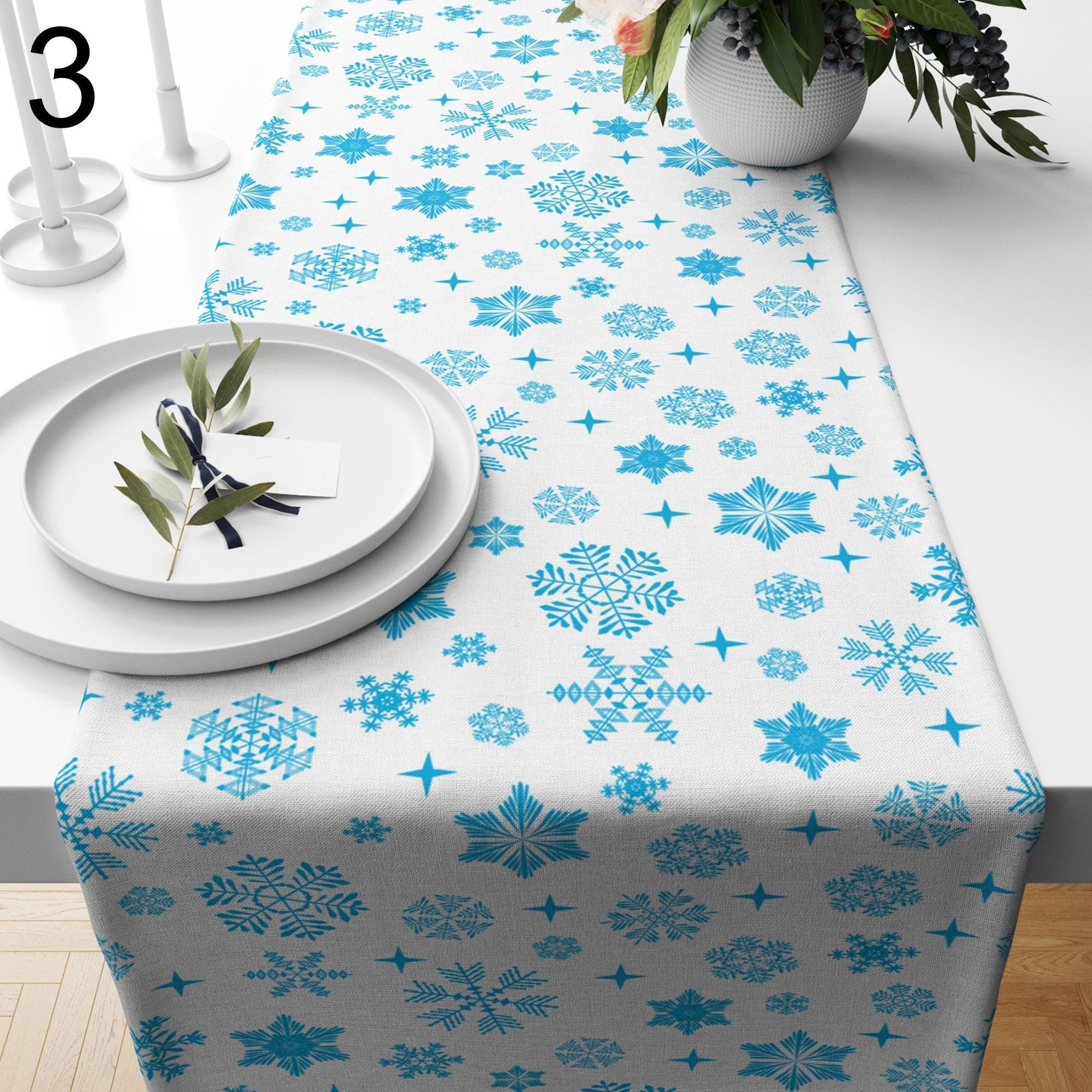 Christmas Table Runner, Xmas Winter Snowflakes Table Runner, Xmas Table Runner, Snowflake Tablecloth, Xmas Snowflake Table Runners