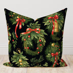 Holly Red Berry Flowers Pillow Cover, Christmas Pine Berry Cushion Cover, Floral Red Berries and Leaves Pillow Cover, Christmas Berry Pillow