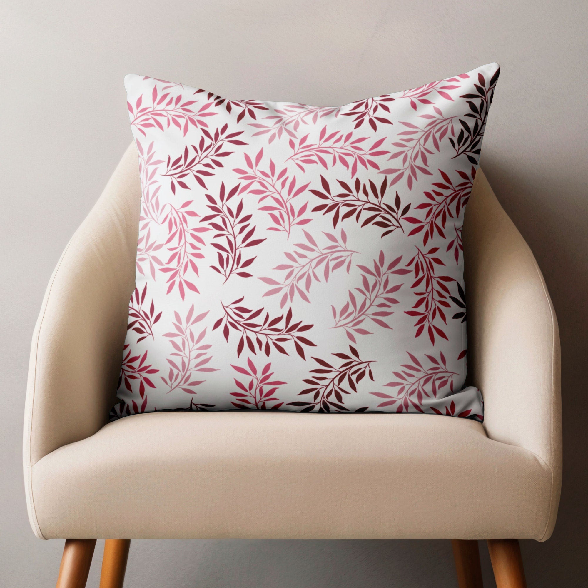 Colorful Botanical Leaves Cushion Cover, Tropical Leaves Pillow Covers, Pink Exotic Plant Leaves Pillowcases, Botanical Leaf Pillow Covers