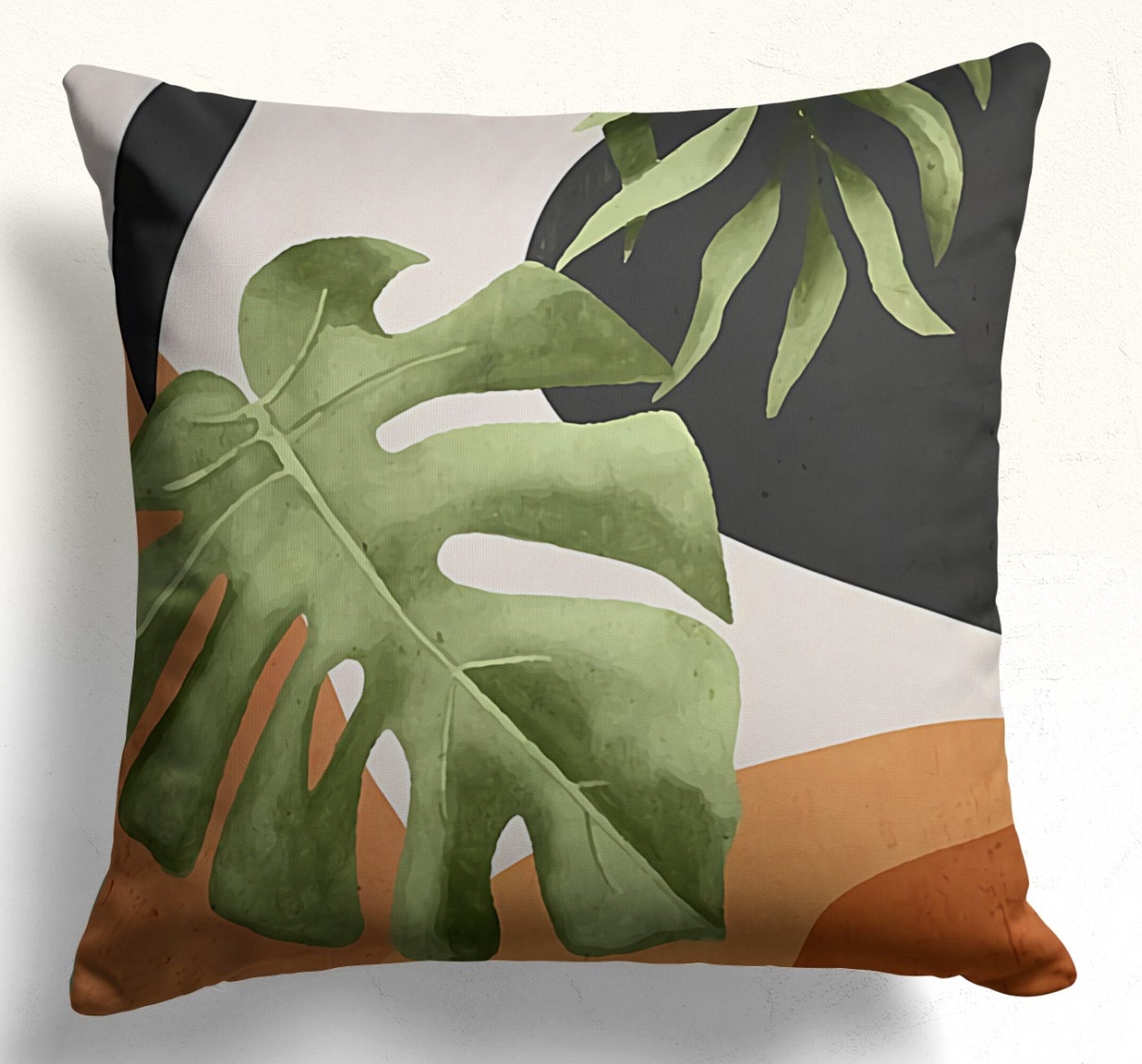 Abstract Leaves Cushion Covers, Modern Abstract Cushion Covers, Tropical Abstract Cushion Covers, Botanical Giant Leaves Print Cushion Cover