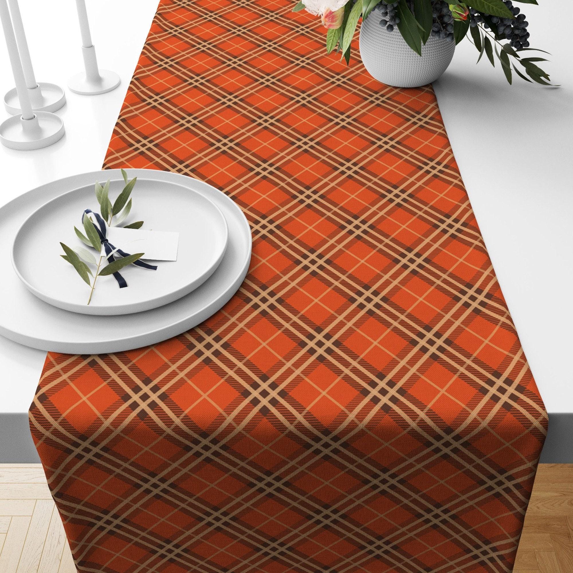 Fall Buffalo Plaid Table Runner, Autumn Orange Buffalo Plaid Table Runner, Fall Table Runner, Thanksgiving Table Runner,  Thanksgiving Gift