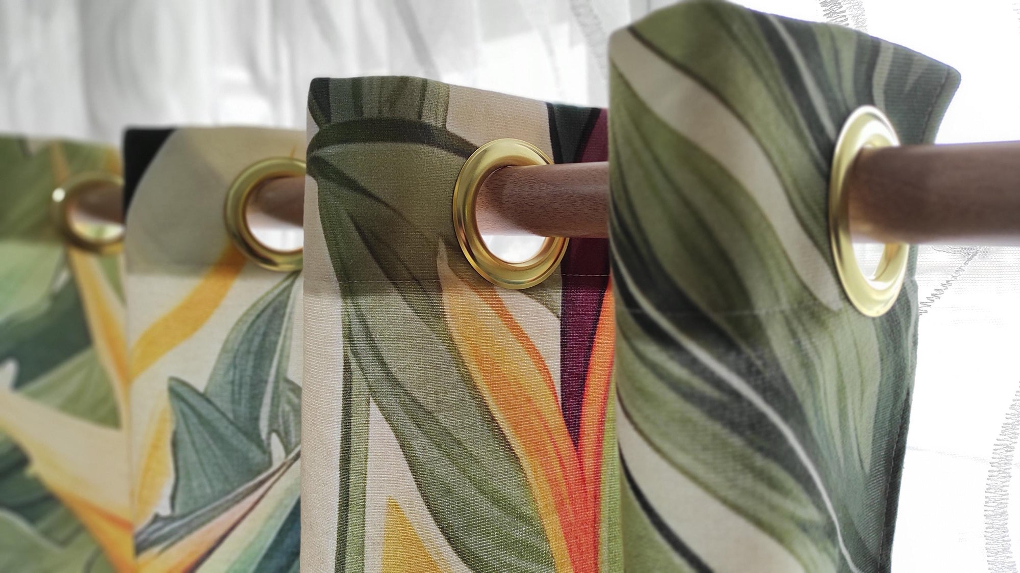 Botanical Leaf Curtains, Tropical Green Leaves Curtains, Exotic Leaf Curtains, Tropical Abstract Curtain Panel, Botanical Window Curtain