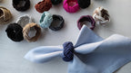 Colorful Rayon Knot Napkin Ring, Rustic Handmade Napkin Holder, Wedding Napkin Rings, Turks Head Style Rustic Napkin Holders
