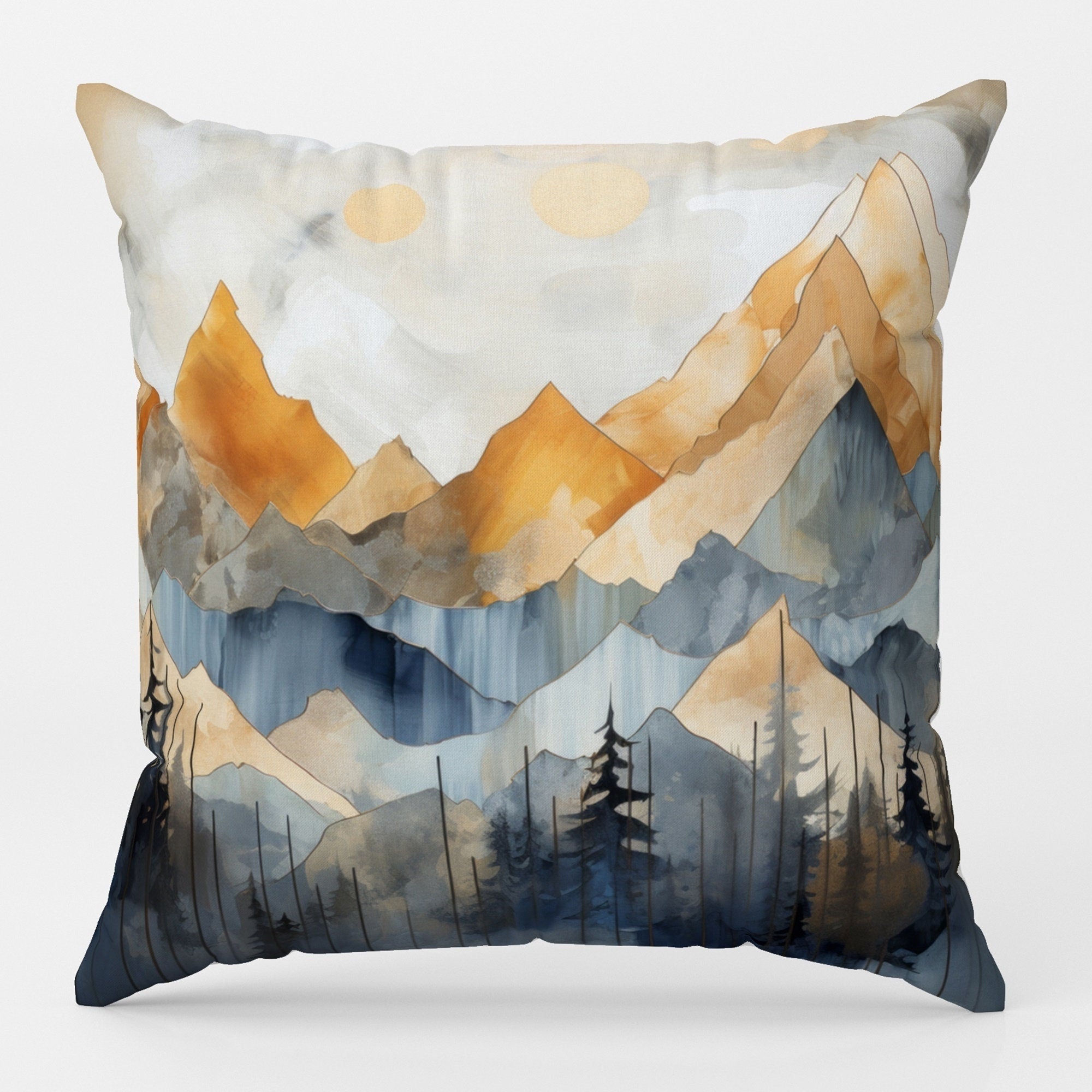 Landscape Abstract Pillow Cover, Mountains Throw Pillow Cover, Landscape Pillowcase, Landscape Cushion Cover, Mountains Home Decor