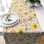 Spring Flowers Table Runners, Floral Printed Table Runner, Daisy Floral Table Runners, Wildflowers Table Runners,  Floral Table Decors