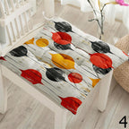 Retro Square Chair Pad, Mid Century Modern Chair Cushion with Ties, 70s Style Patio Chair Cushions, Colorful Retro Abstract Chair Pads