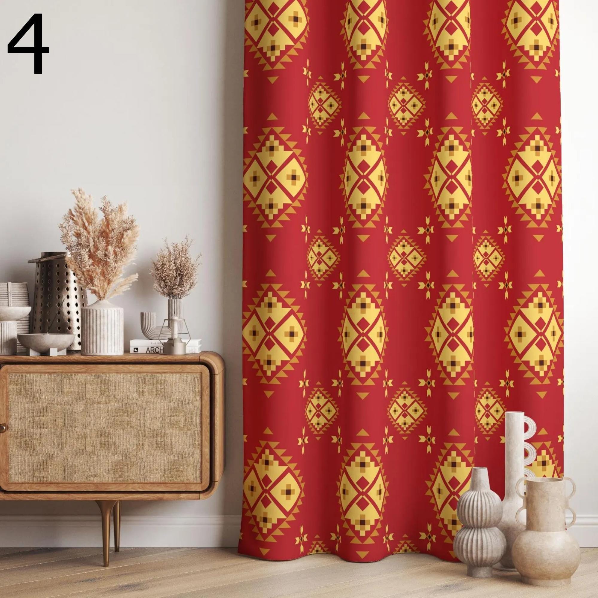 Ethnic Curtains, Southwestern Style Curtain, Western Rug Window Printed Curtain, Authentic Southwest Drapes Panel