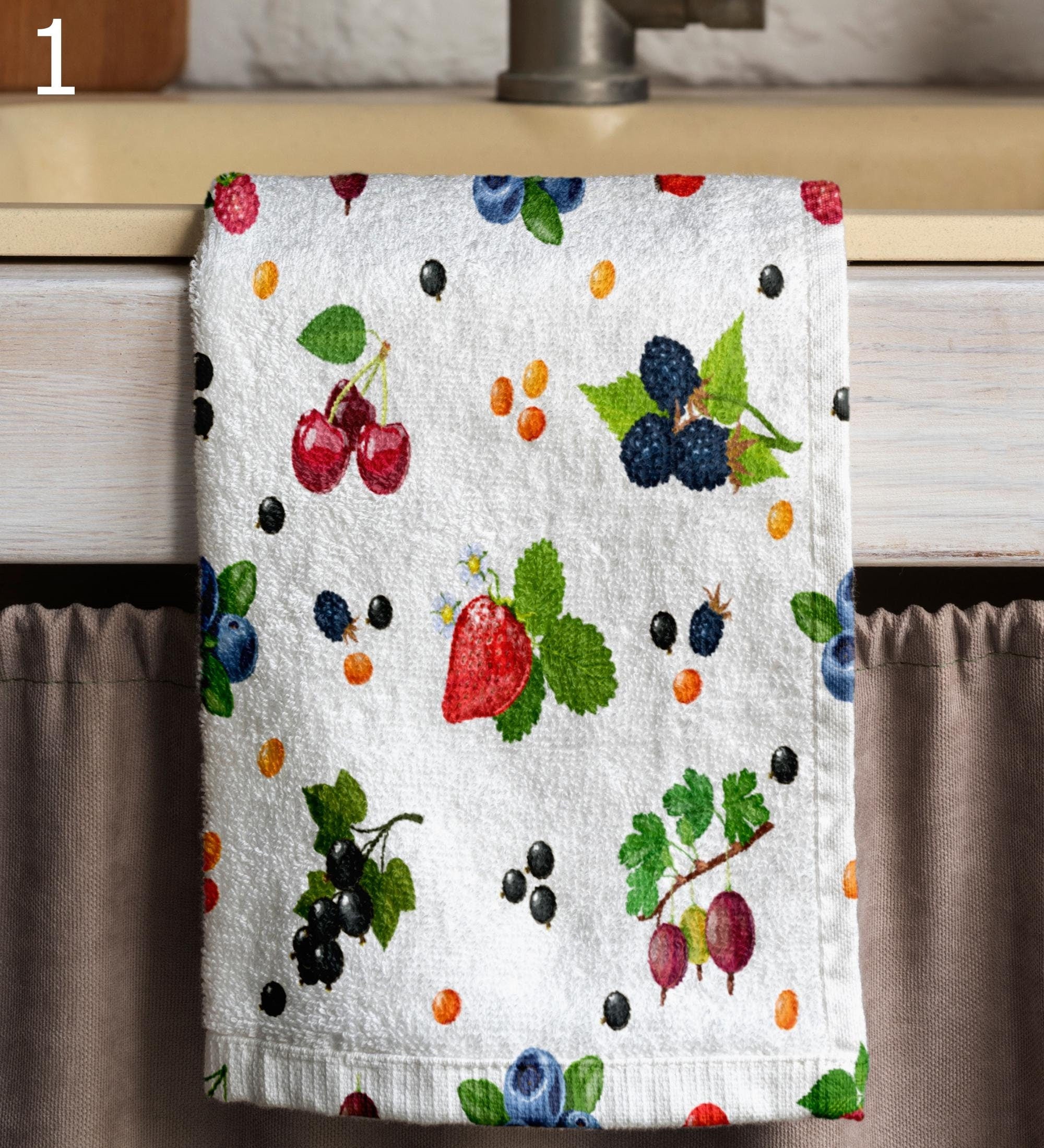 Multicolor Summer Fruit Tea Towels, Fresh Fruit Dish Towel, Fruit Hand Towels, Colorful Kitchen Towels, Fruit Kitchen Fingertip Towels