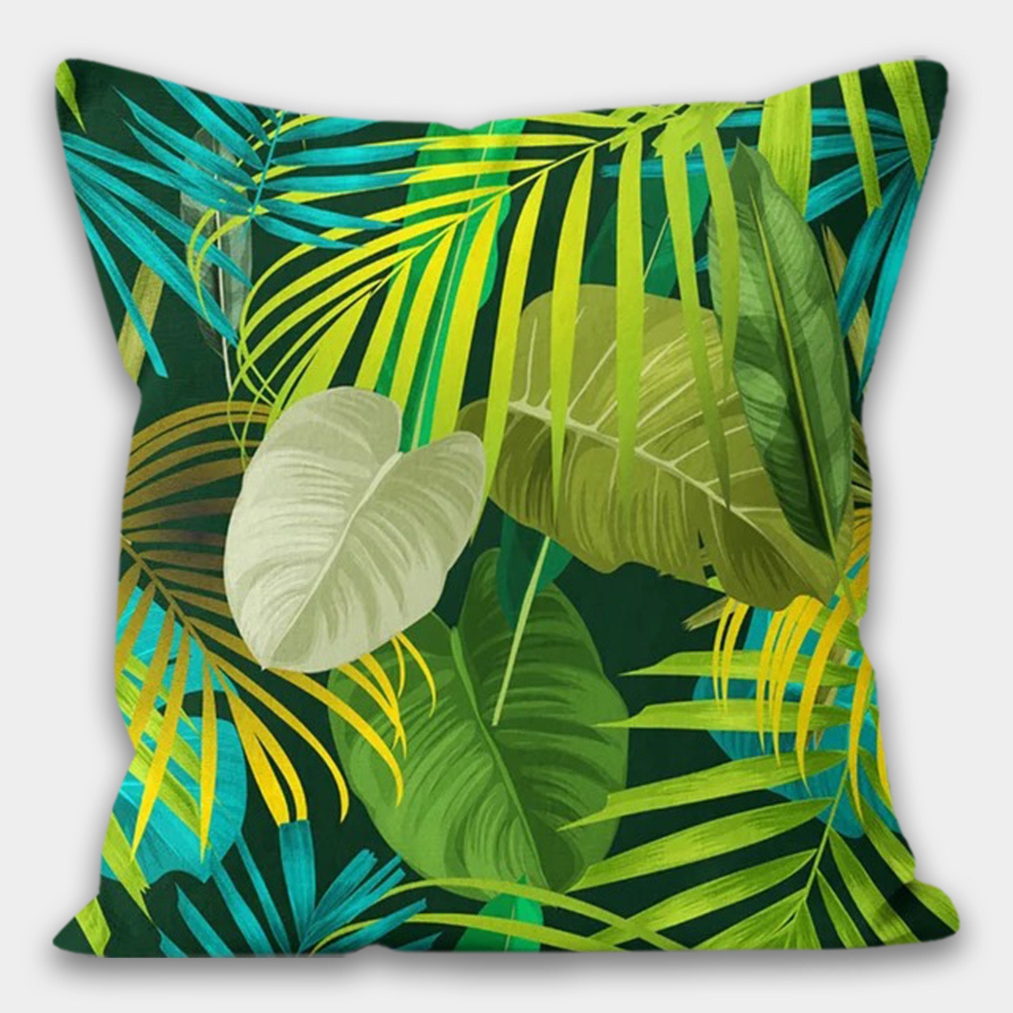 Tropical Leaves Pillow Cover, Leaves Pillow Cover, Floral Cushion Cover, Giant Leaves Cushion Cover, Green Botanical Pillow Cases