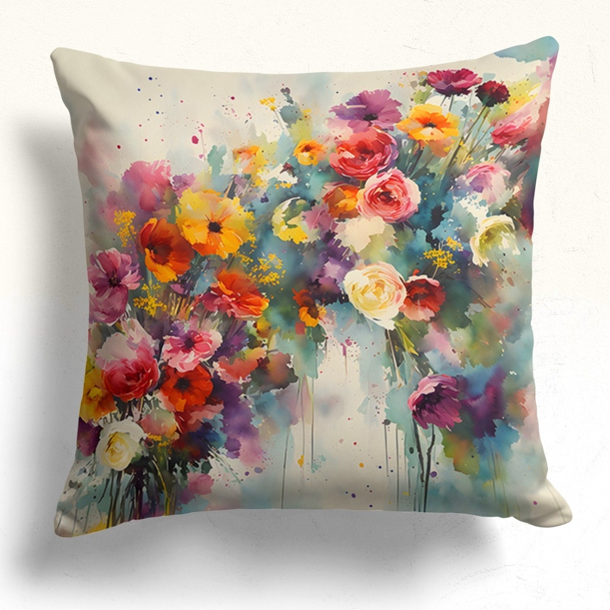 Wildflowers Pillow Covers, Flowers Throw Pillow Covers, Multicolor Floral Cushion Cover, Floral Printed Pillow Cases