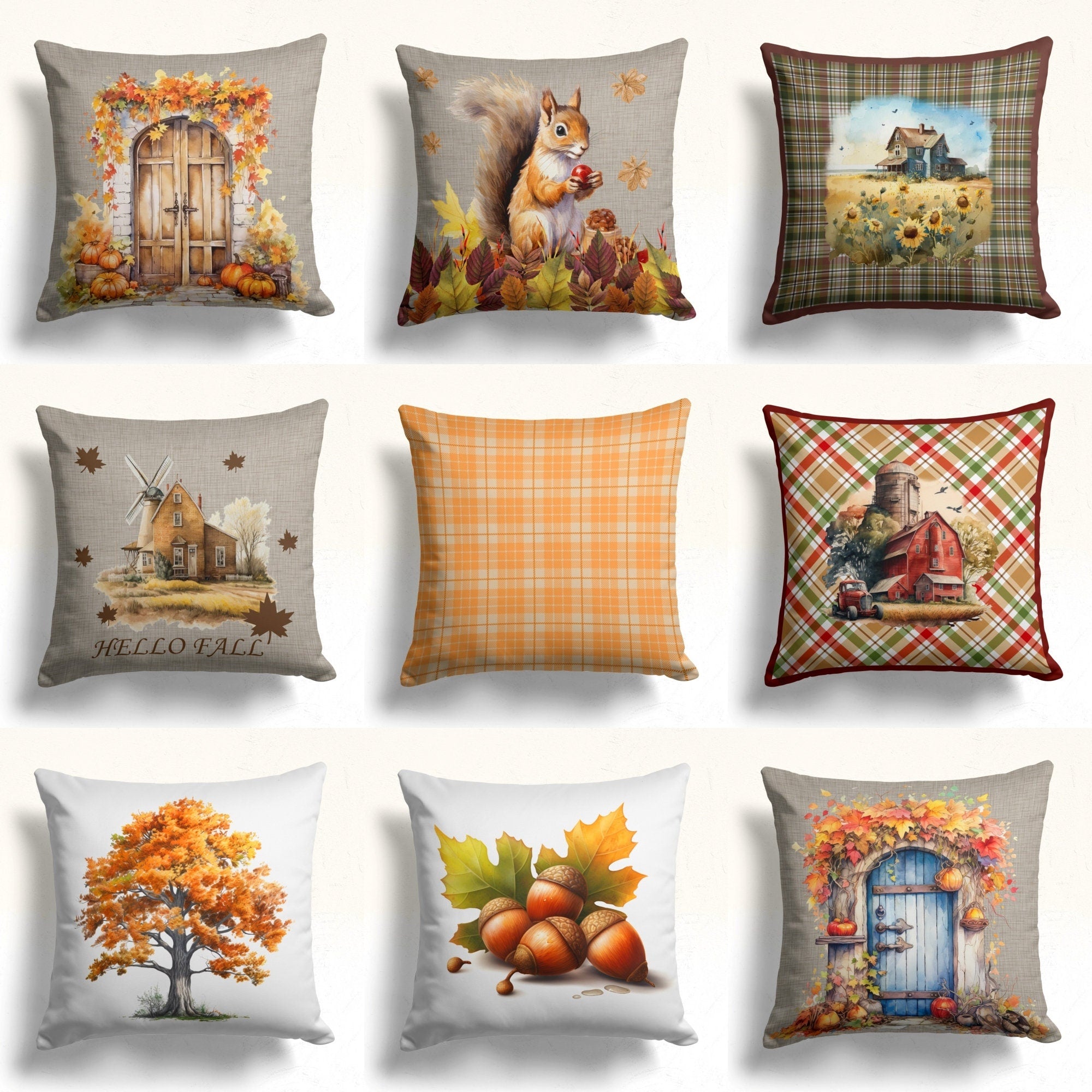 Fall Pillow Cover, Autumn Cushion Cover, Thanksgiving Throw Pillow Cover, Thanksgiving Party Decor, Autumn/Fall Home Decor