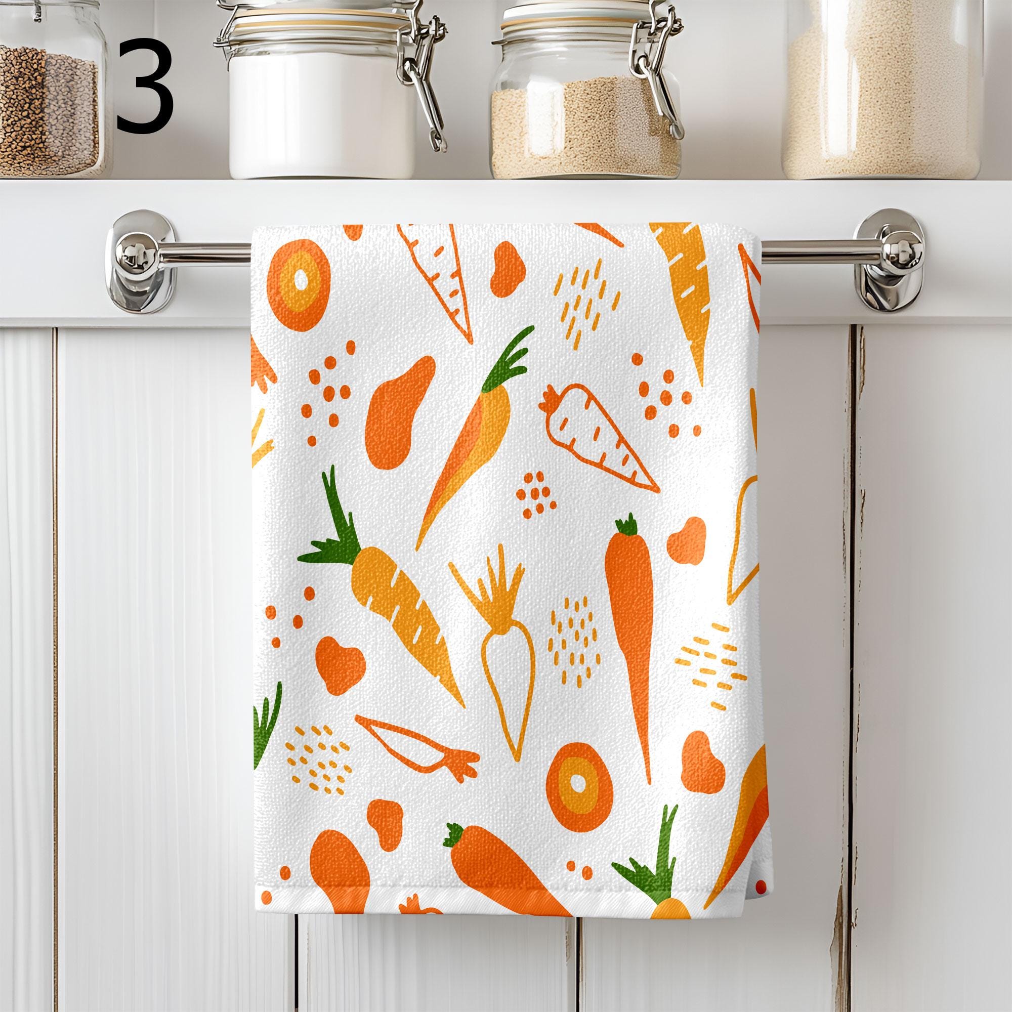 Easter Carrot Tea Towels, Happy Easter Tea Towels, Cute Easter Dish Towel, Carrot Kitchen Towels, Easter Hand Towel