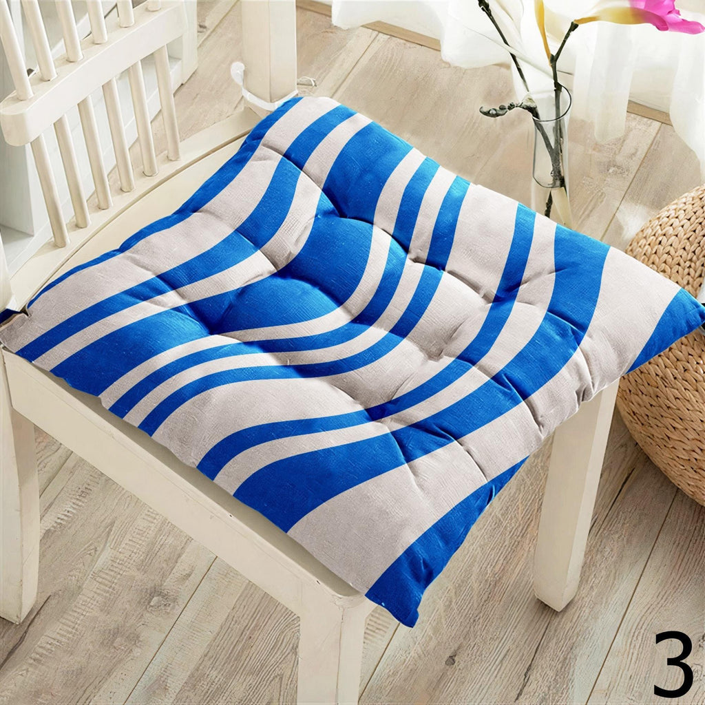 Striped Chair Pad Cushions, Wave Pattern Kitchen Cushion, Modern Seat Cushion, Colorful Striped Chair Pillows, Patio Chair Pad