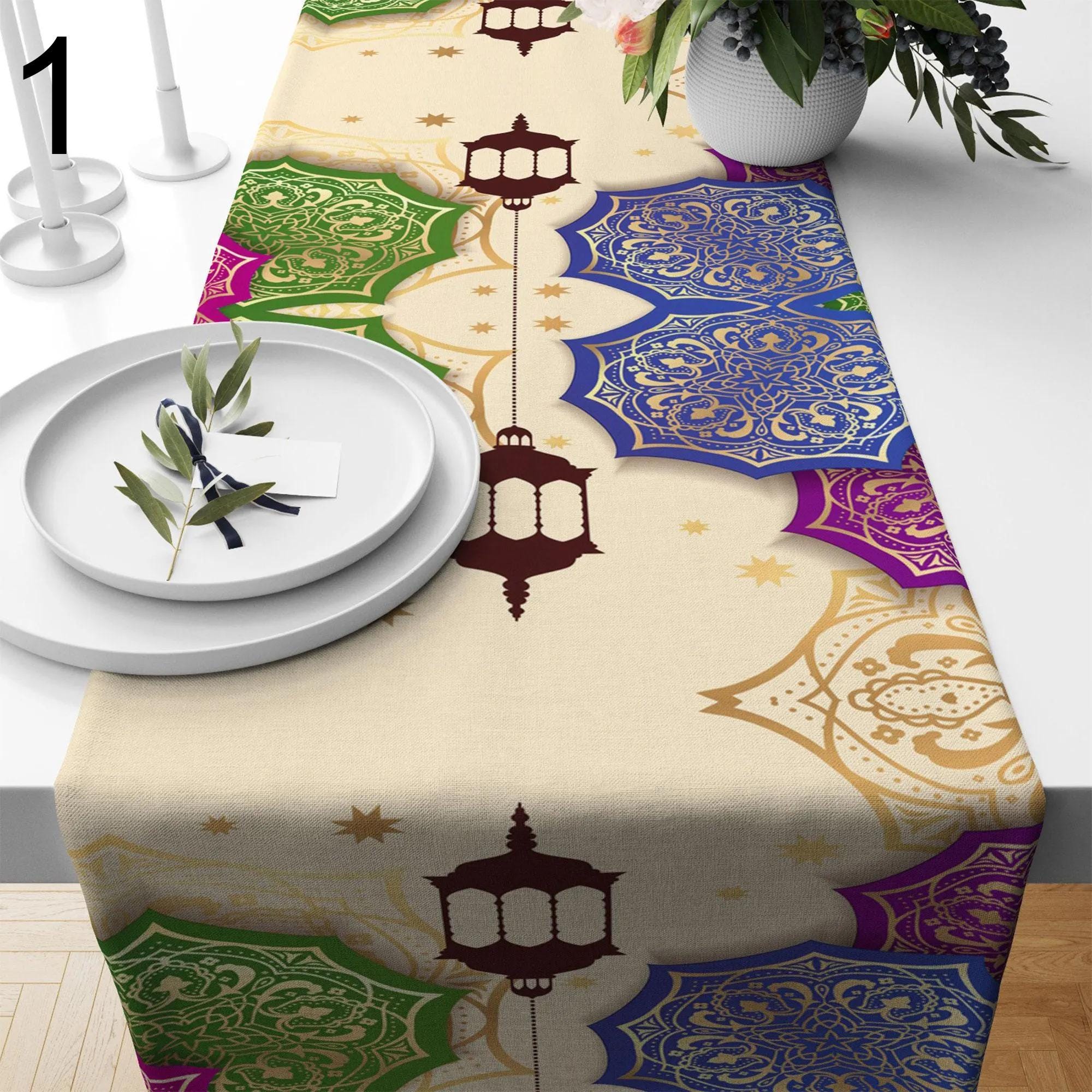 Eid Ramadan Table Runner, Ramadan Table Runner, Islamic Table Runner, Blessed Ramadan Table Decor, Gift for Muslim, Muslim Table Decor