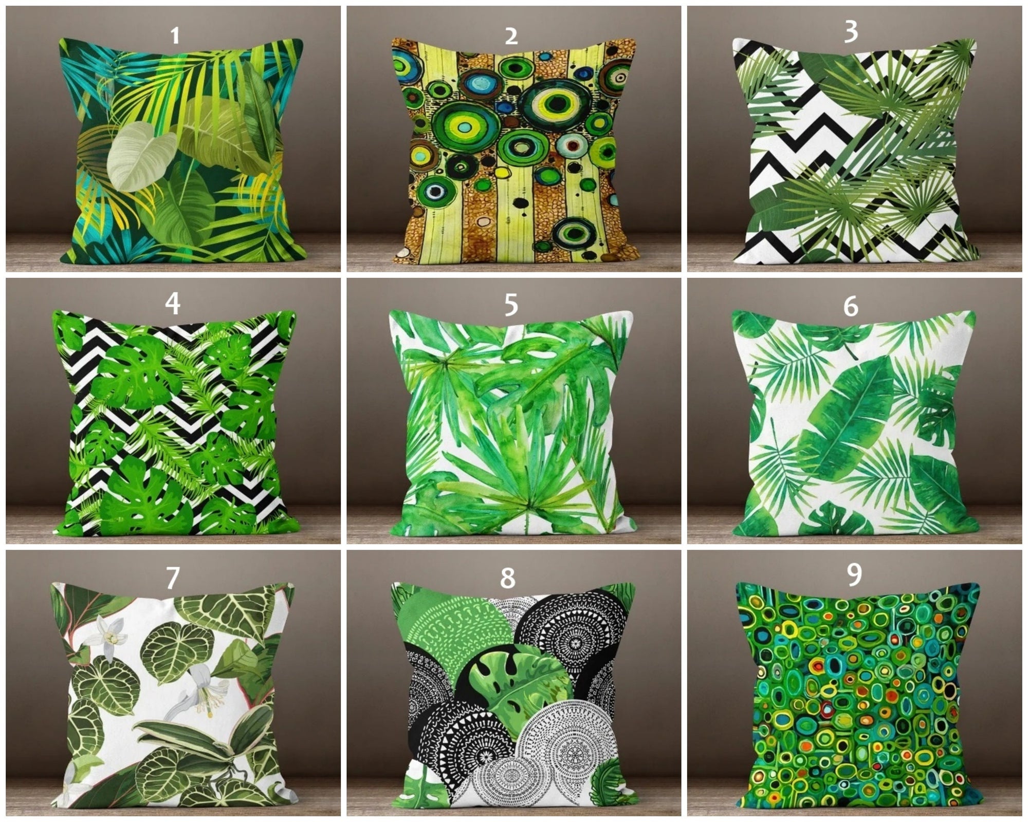 Tropical Leaves Pillow Cover, Leaves Pillow Cover, Floral Cushion Cover, Giant Leaves Cushion Cover, Green Botanical Pillow Cases