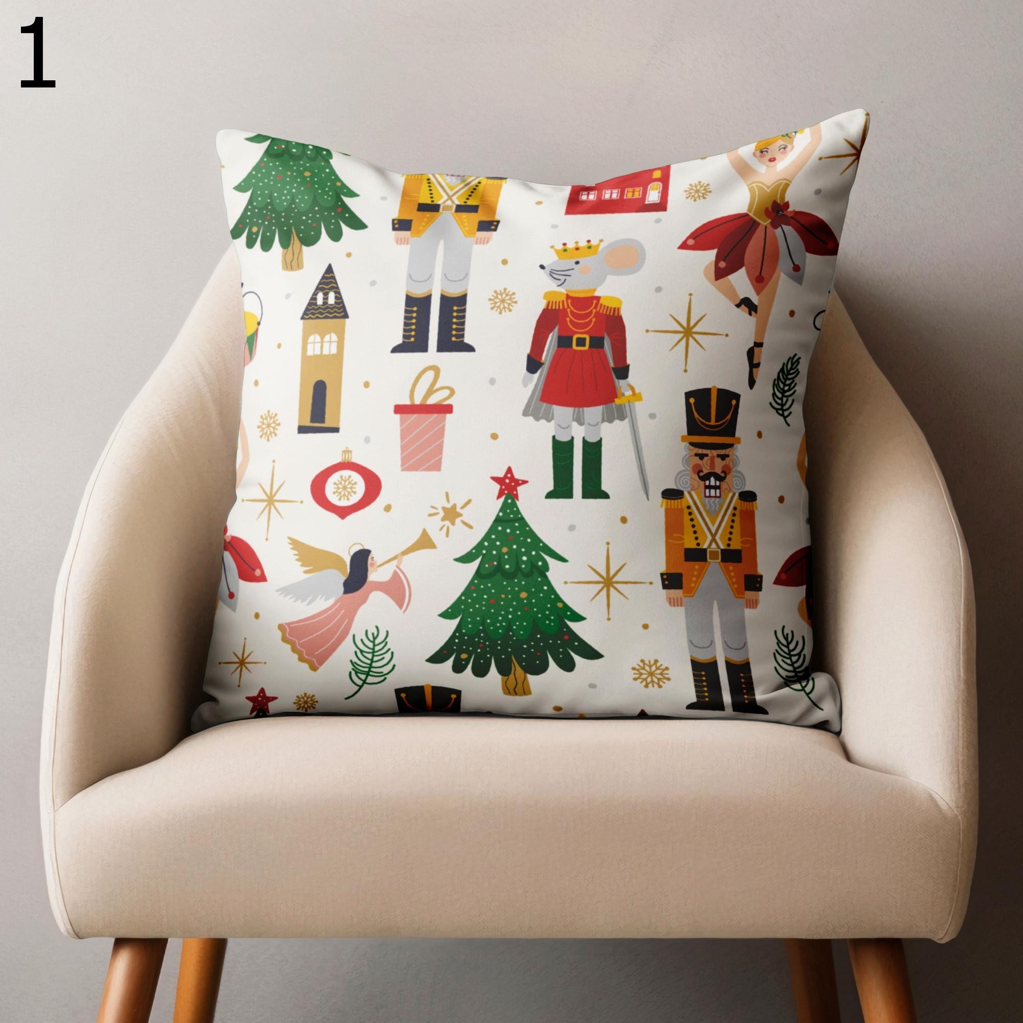 Christmas Nutcracker Soldier Cushion Covers, Noel Nutcracker Cushion Covers, Xmas Nutcracker Soldier Pillow Cover, Noel Cute Pillow Cover