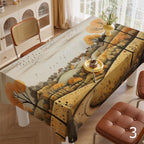 Fall Landscape Tablecloth, Multicolor Autumn Landscape Tablecloth, Thanksgiving Printed Tablecloth, Fall Abstract Leaf Table Covers