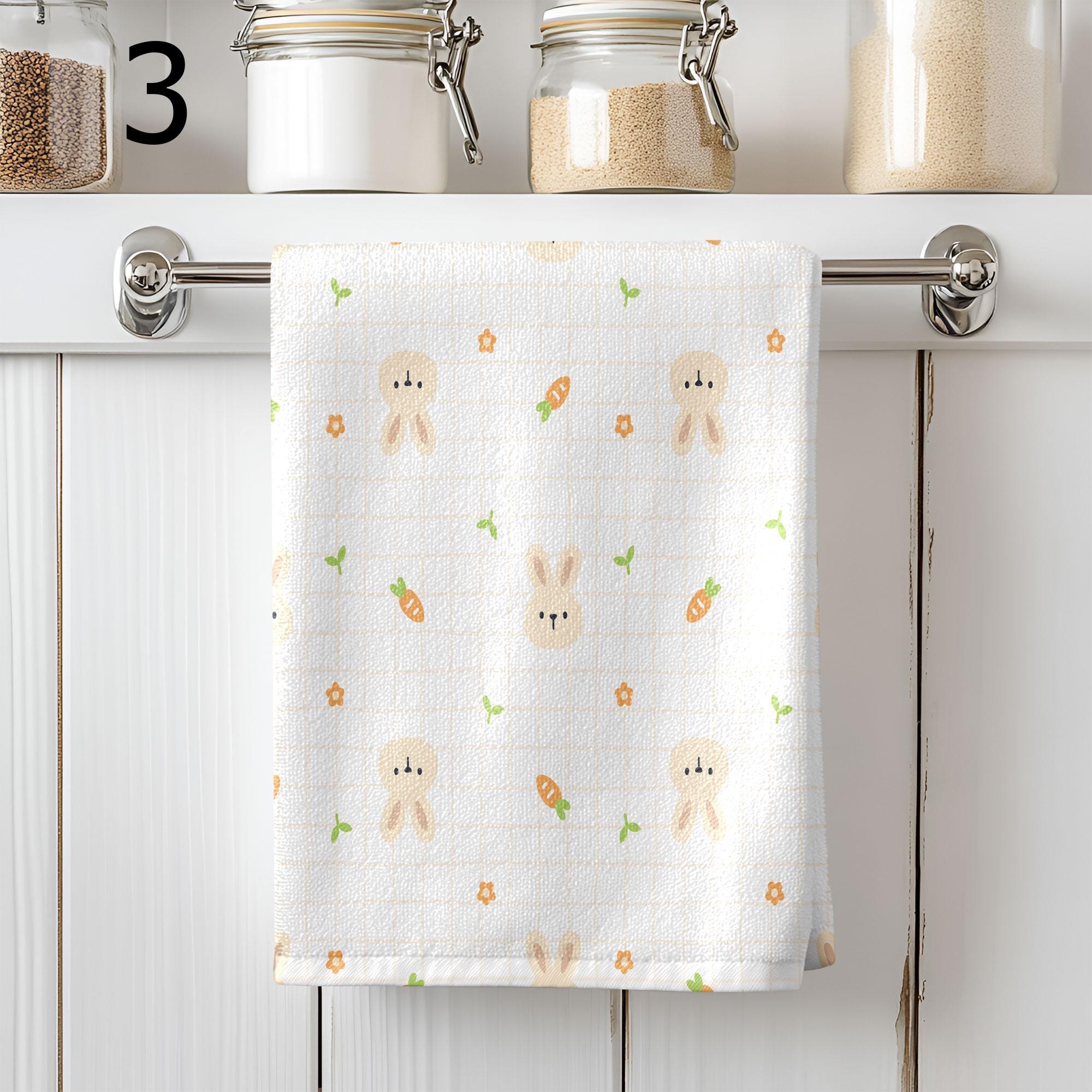 Cute Easter Decorative Tea Towel, Easter Bunny Dish Towel, Easter Fingertip Towels, Bunny Kitchen Towels, Cute Easter Bunny Tea Towels
