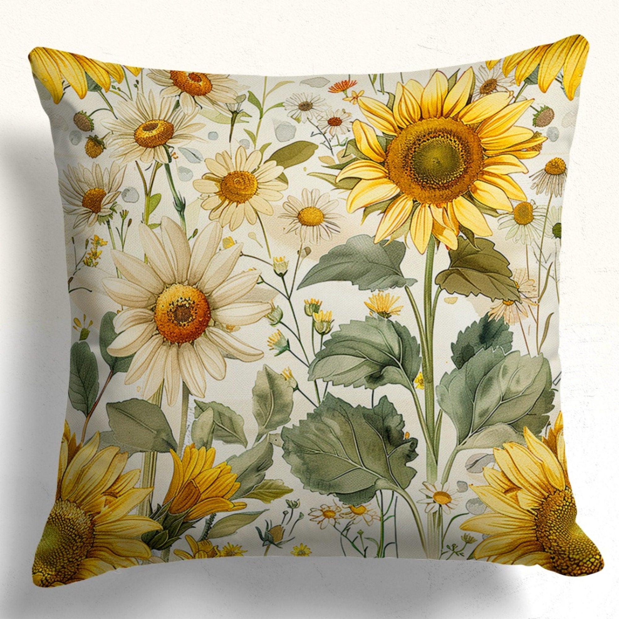 Sunflowers Pillow Covers, Yellow Sunflowers Cushion Covers, Yellow Floral Printed Pillow Case, Sun Flowers Throw Pillow Covers