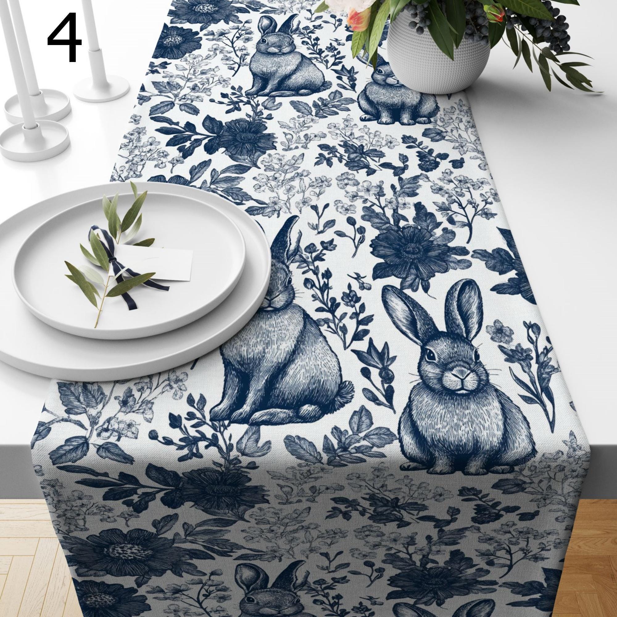 Easter Cute Bunny Table Runners, Spring Easter Bunny Coffee Table Runners, Spring Party Bunny Table Runners, Fun Bunny Table Runners