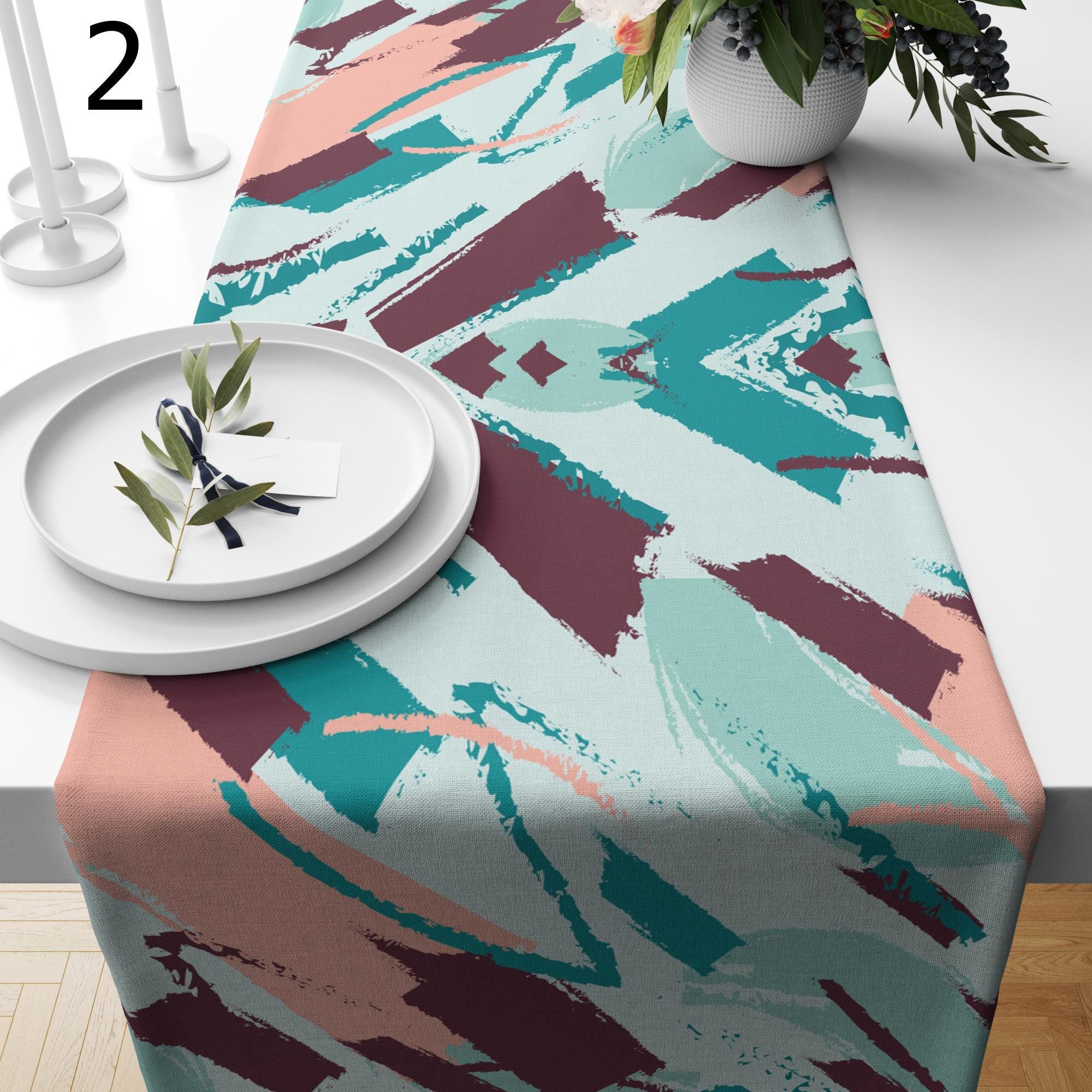 Abstract Table Runner, Modern Painting Art Abstract Table Runner, Colorful Boho Abstract Table Runner, Modern Abstract Arts Table Runners