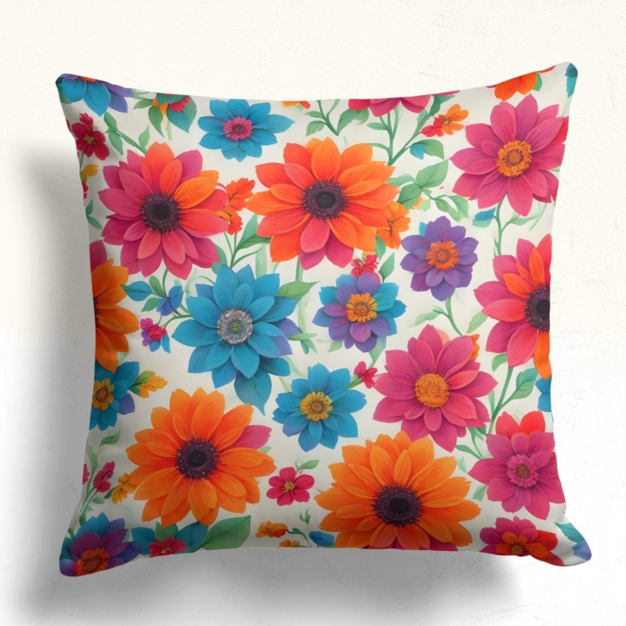 Wildflowers Pillow Covers, Colorful Floral Pillow Cover, Spring Floral Cushion Cover, Vivid Floral Throw Pillow Covers, Floral Pillowcases