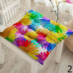 Floral Chair Pads, Sunflower & Daisy Seat Cushions, Colorful Flower Kitchen Patio Pillows, Multicolored Floral Chair Cushions