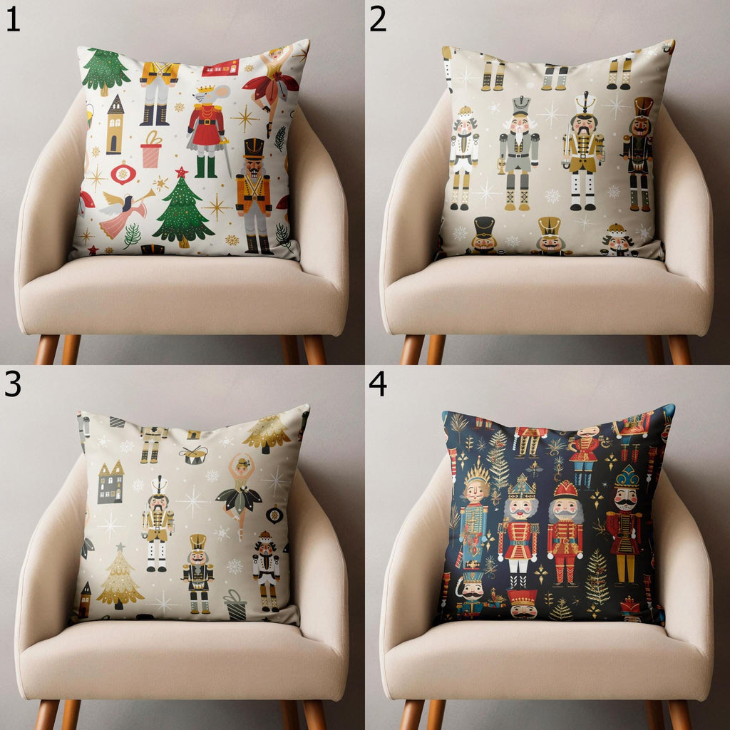 Christmas Nutcracker Soldier Cushion Covers, Noel Nutcracker Cushion Covers, Xmas Nutcracker Soldier Pillow Cover, Noel Cute Pillow Cover