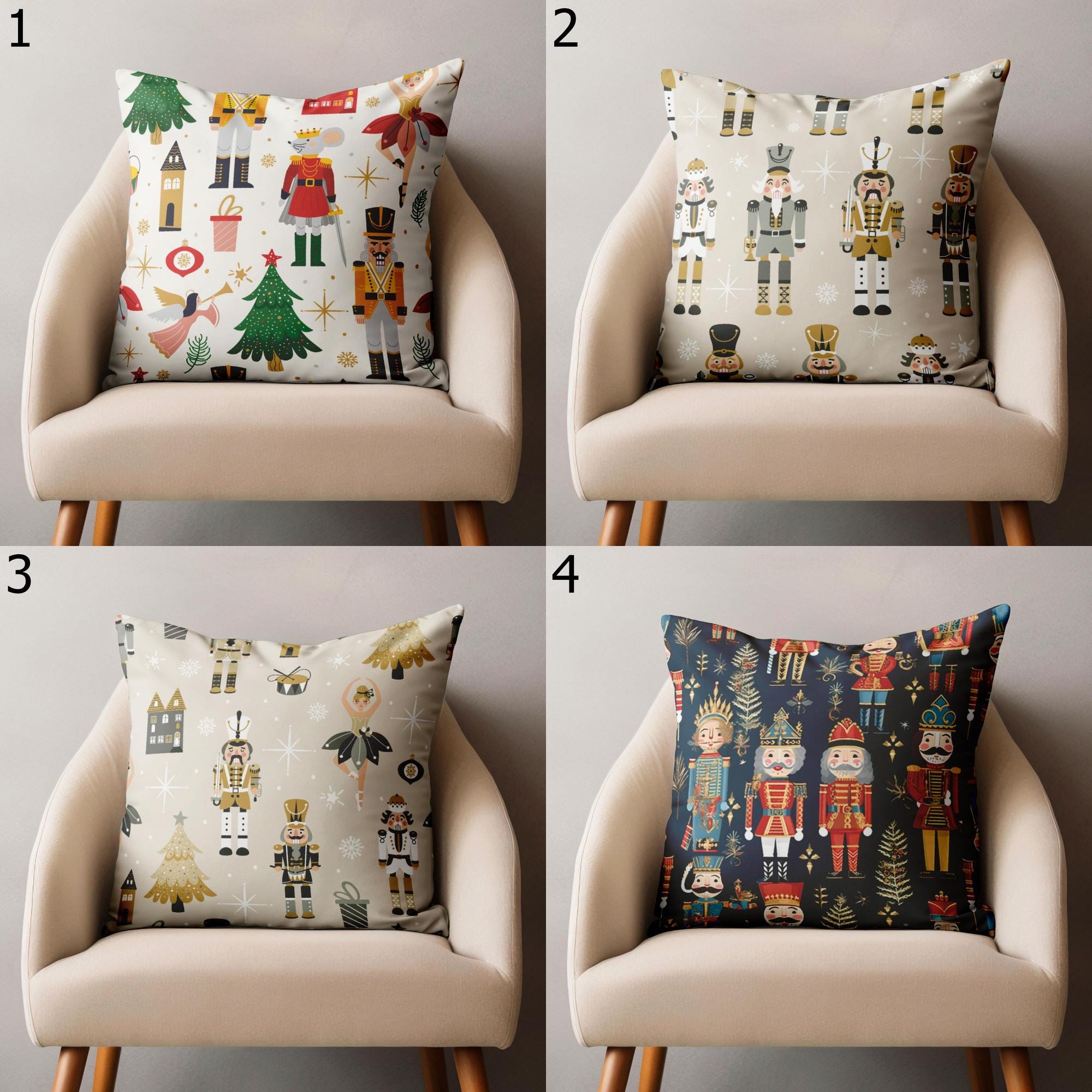 Christmas Nutcracker Soldier Cushion Covers, Noel Nutcracker Cushion Covers, Xmas Nutcracker Soldier Pillow Cover, Noel Cute Pillow Cover