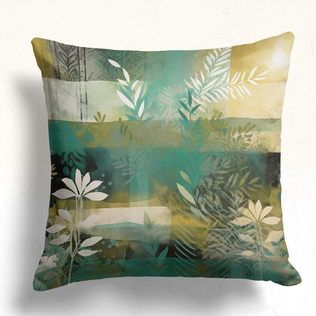 Landscape Abstract Pillow Cover, Boho Floral Abstract Pillowcase, Painting of a Landscape Pillow Case, Abstract Boho Throw Pillow Covers,