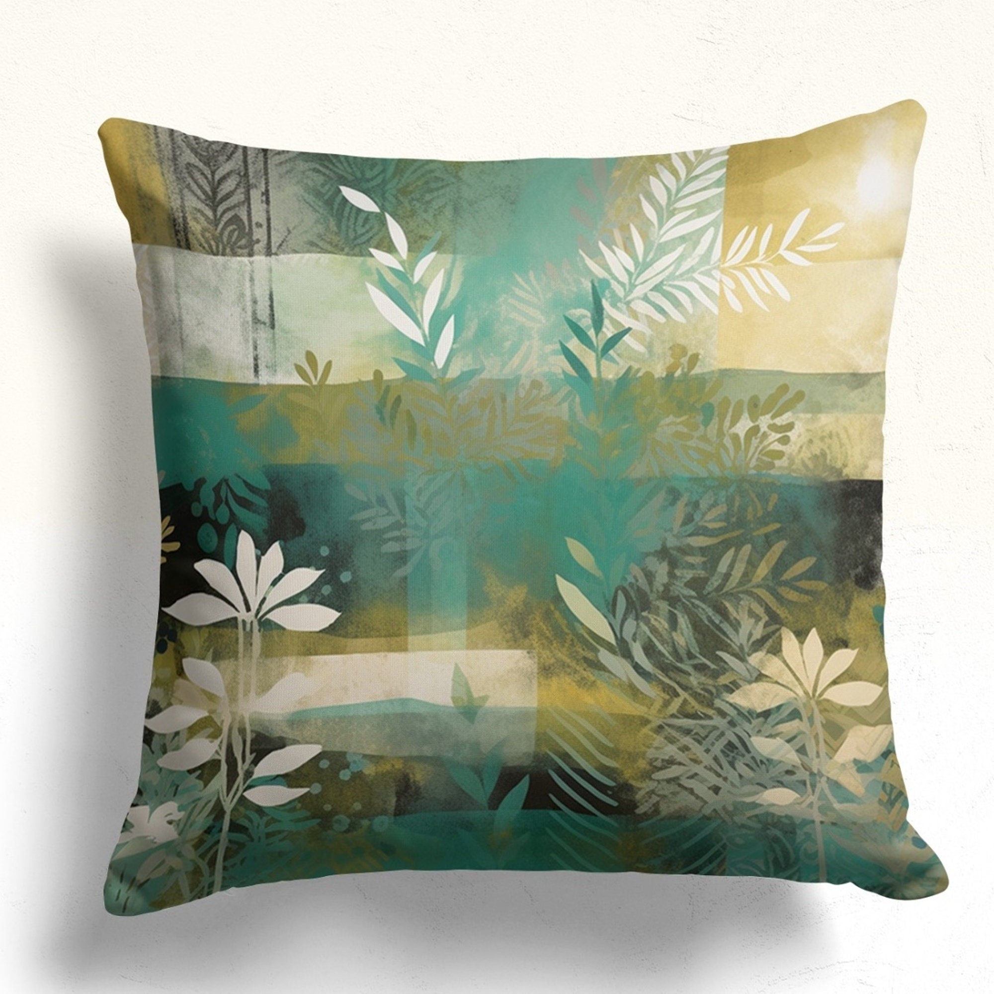Landscape Abstract Pillow Cover, Boho Floral Abstract Pillowcase, Painting of a Landscape Pillow Case, Abstract Boho Throw Pillow Covers,
