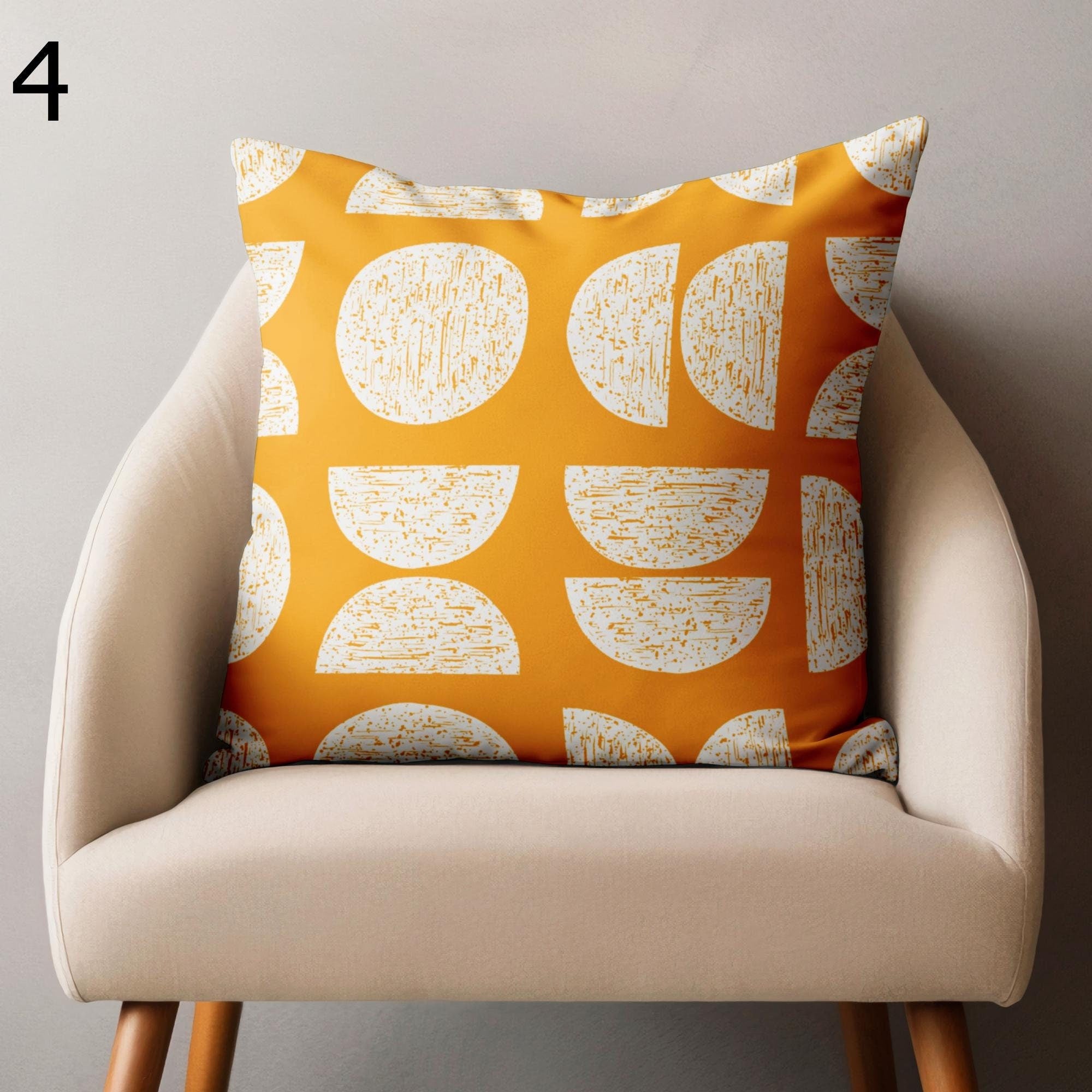 Retro Throw Pillow Cover, Mid Century Cushion Cover, 70s Retro Orange Print Pillowcase, Geometric Abstract Pillowcase, Retro Vintage Pillow