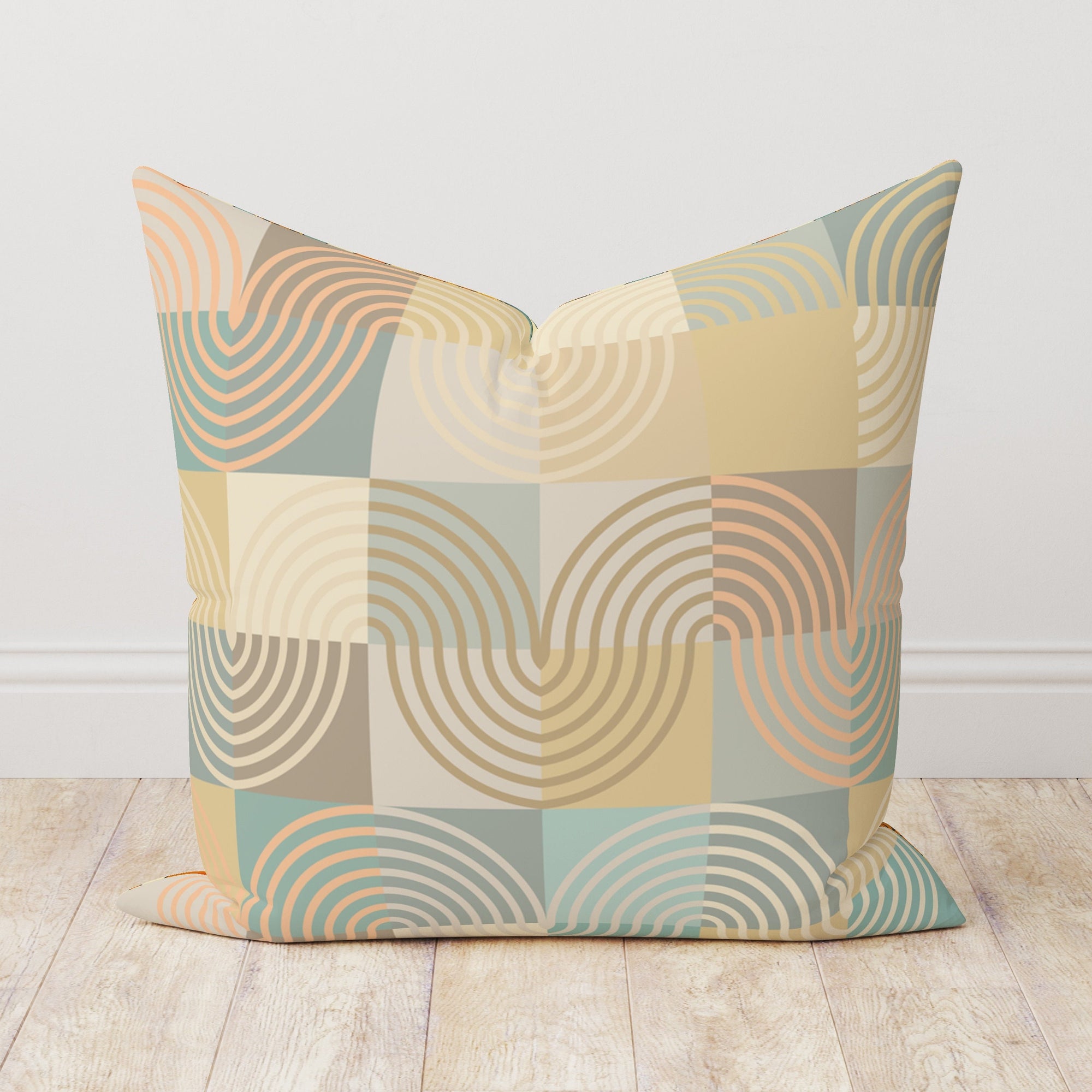 Mid Century Modern Pillow Cover, Retro Beige Abstract Cushion Cover, 70s Pillow Covers, Geometric Throw Pillow Cover, Boho Abstract Pillow